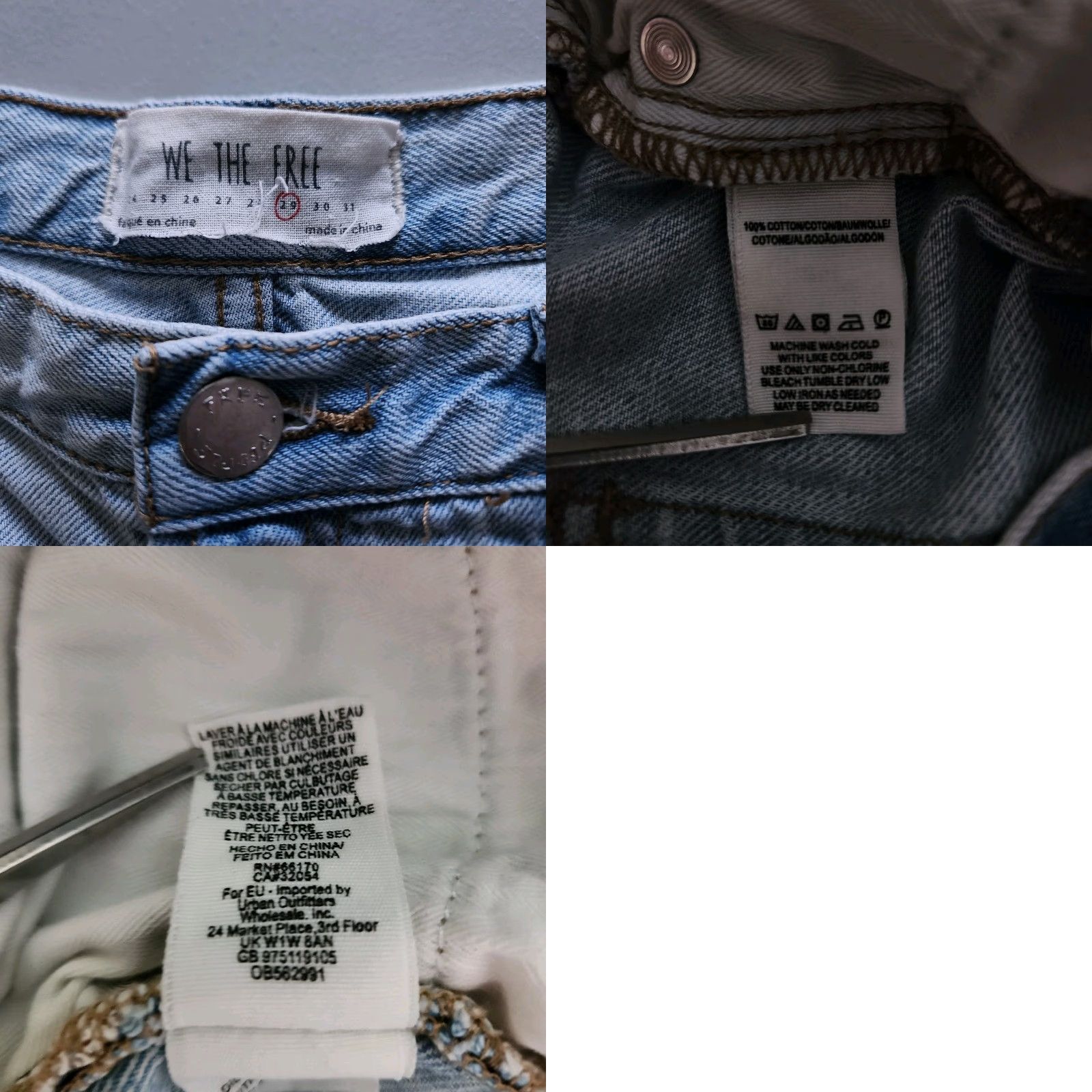 Free People VINTAGE Free People We the Free Button Fly Light Wash Cut Off Jean Shorts 29 Women Denim 5-Pocket Bohemian Festival Girls or Womens Size 29" - 8 Thumbnail