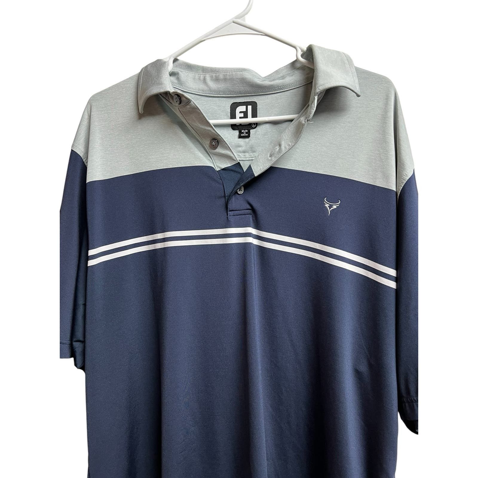 Footjoy Footjoy Gray Blue Color Block Stripes Short Sleeve Polo Size US L / EU 52-54 / 3 - 2 Thumbnail