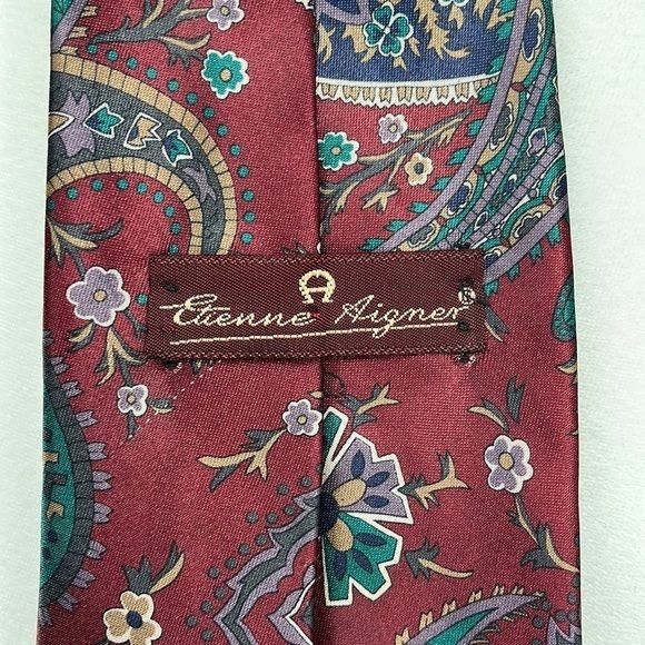 Etienne Aigner Etienne Aigner Floral Paisley Necktie Burgundy