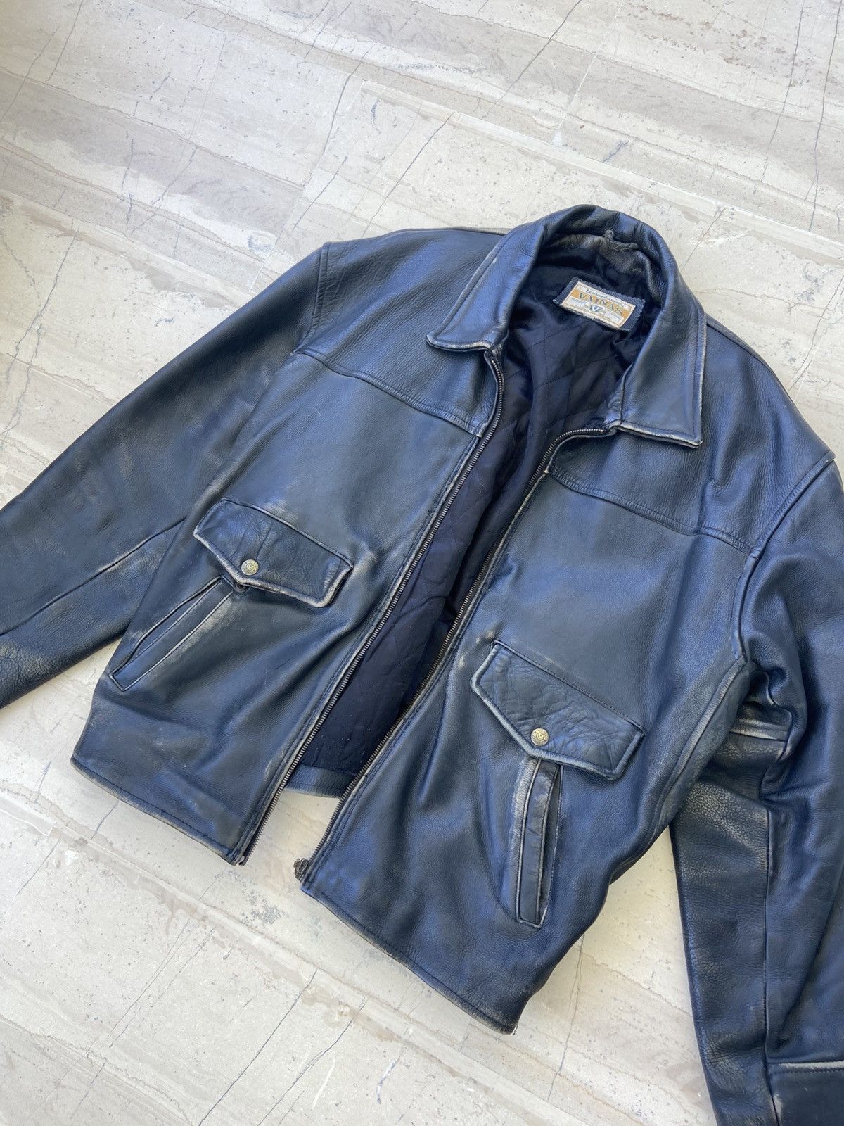 Genuine Leather × Vintage Oversized Vintage Faded real leather jacket Size US XXL / EU 58 / 5 - 1 Thumbnail