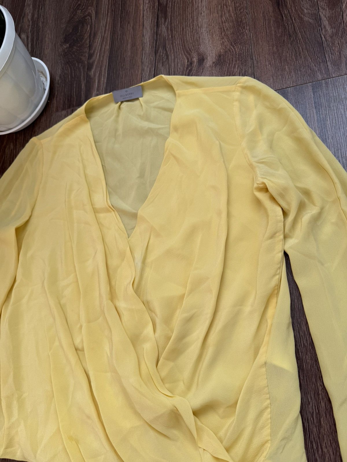 Mulberry Mulberry women's yellow Small silk long sleeve blouse Size S / US 4 / IT 40 - 4 Thumbnail