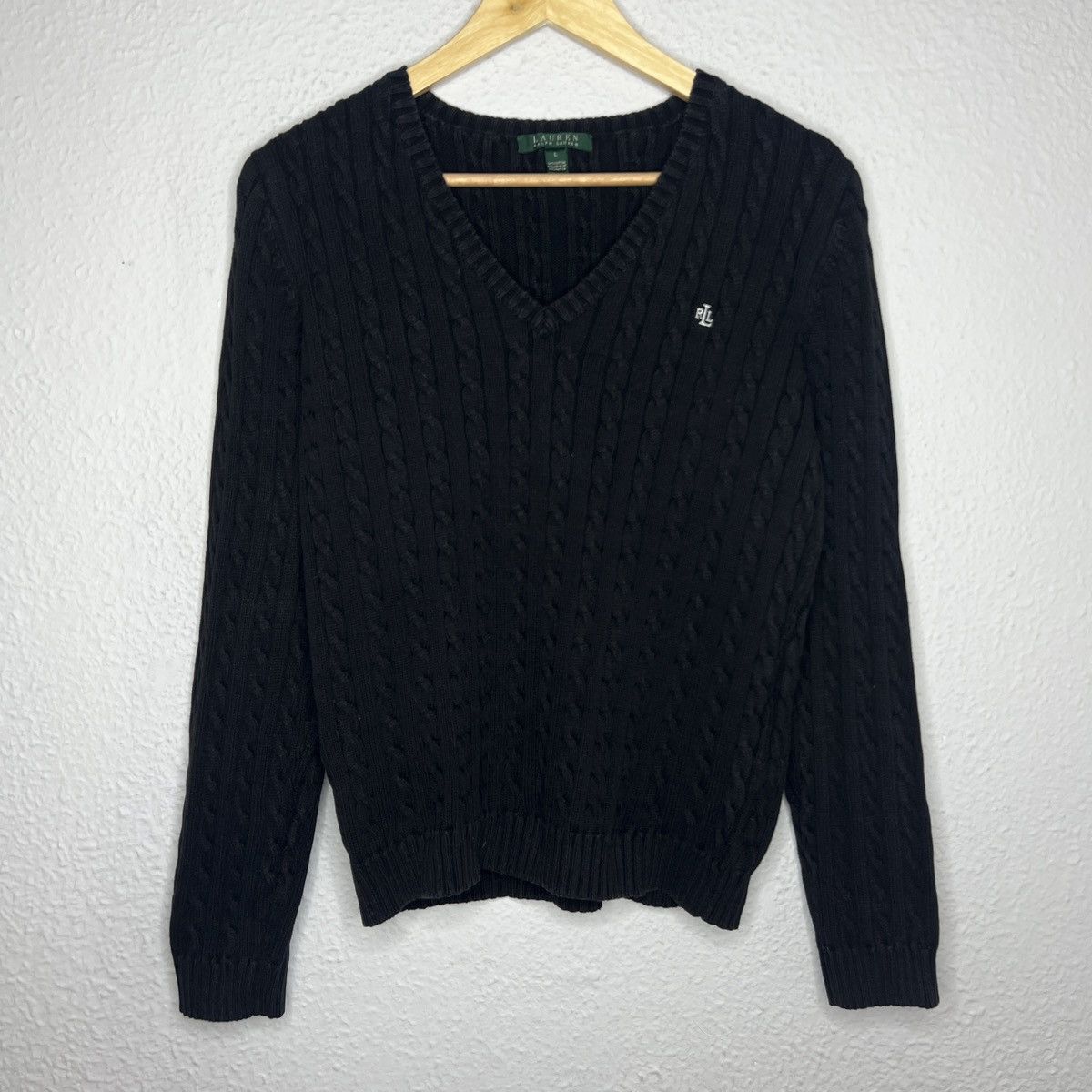 Polo Ralph Lauren Polo Ralph Lauren Jumper Sweater Knitwear Cable Logo Black Size L / US 10 / IT 46 - 1 Thumbnail