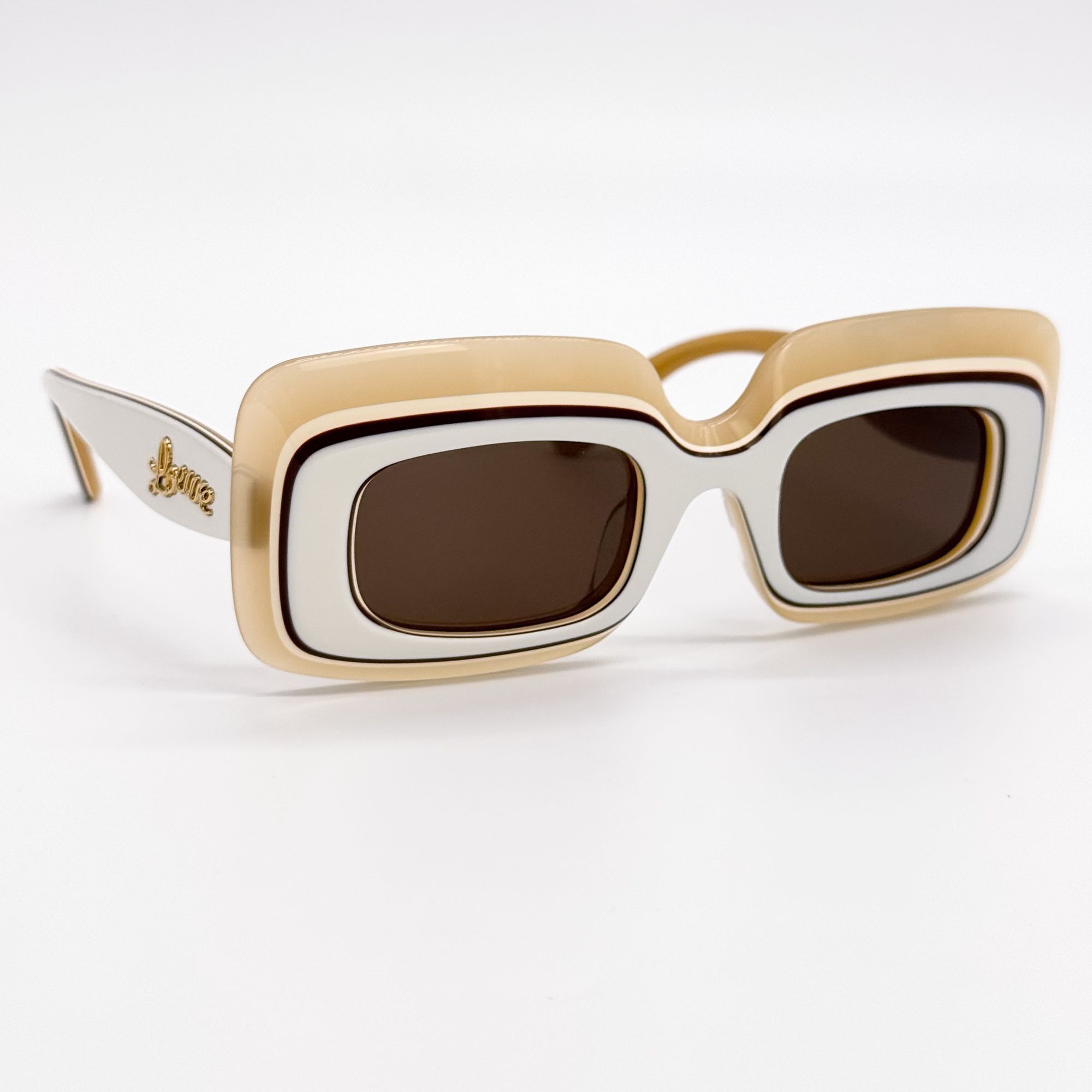 NEW LW40139U 25E, LOEWE SUNGLASSES SQUARE WHITE CREAM EYEWEA