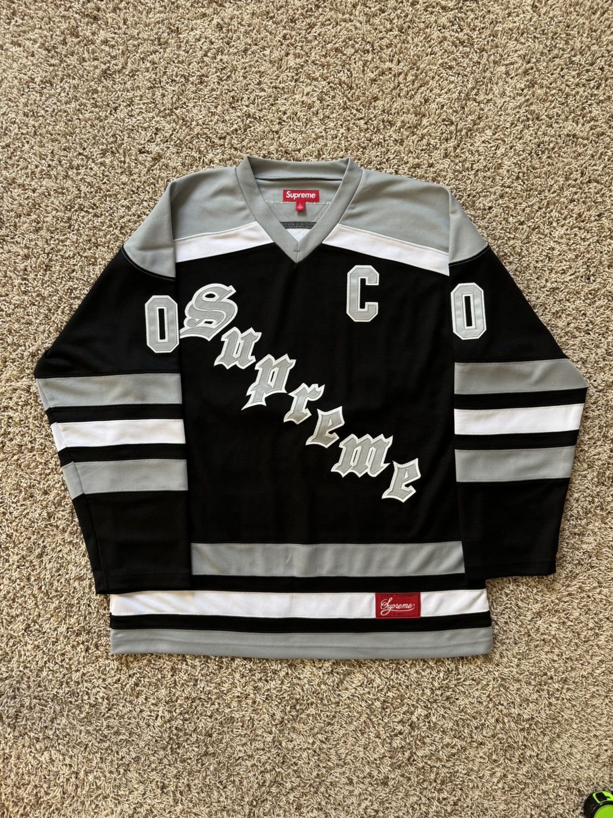 Supreme Supreme Fire & Ice Patches Hockey Jersey Black Grey Size US L / EU 52-54 / 3 - 11 Thumbnail