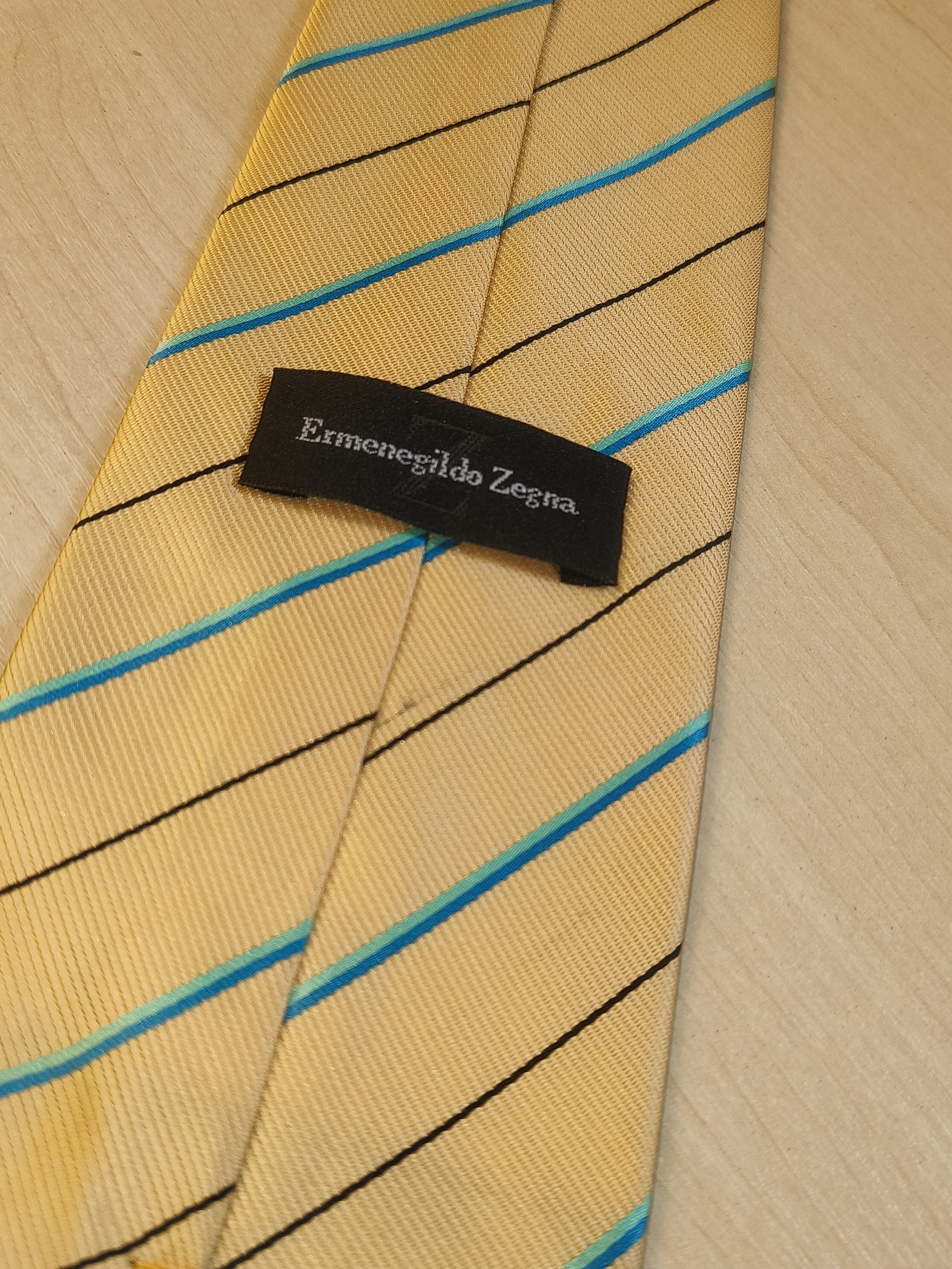 Ermenegildo Zegna Ermenegildo Zegna Silk Gold Yellow Diagonal Stripe Tie Size ONE SIZE - 5 Thumbnail