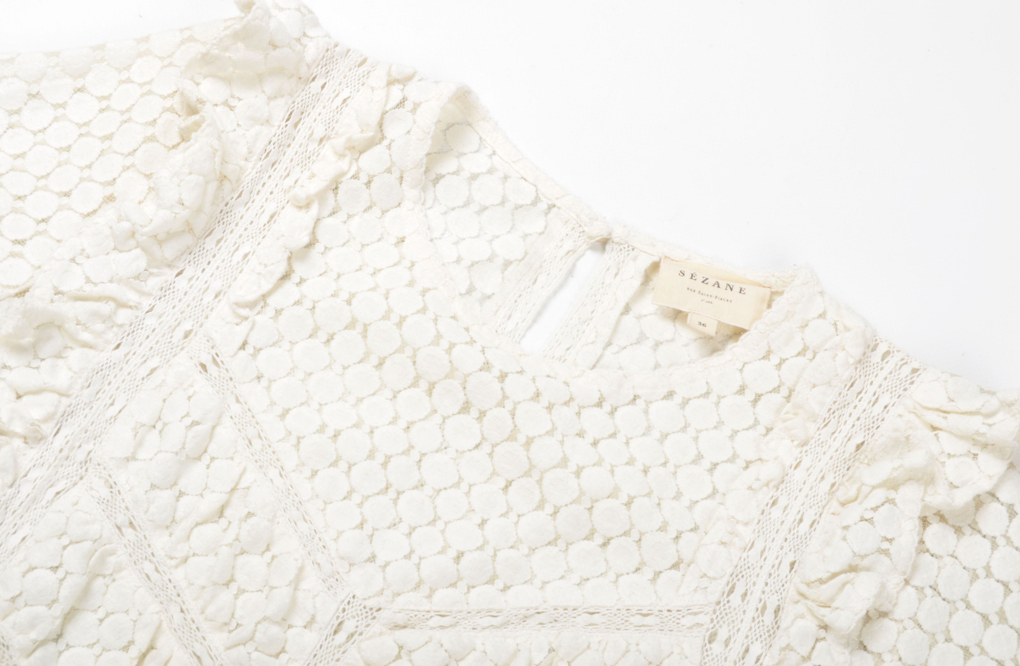Sezane Sezane Milky Cottagecore Gepure Lace Blouse Top Size XS / US 0-2 / IT 36-38 - 4 Thumbnail