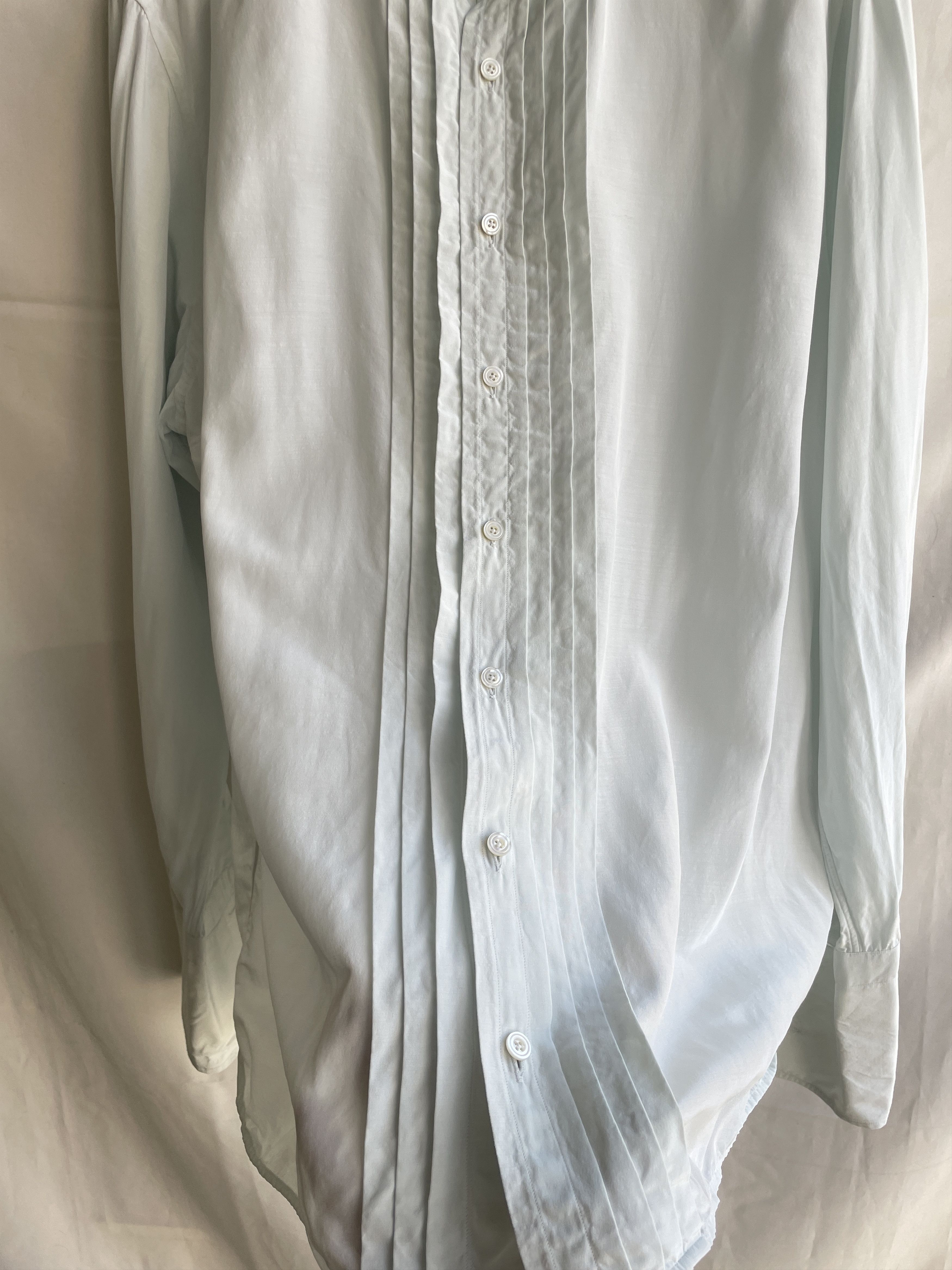 Tom Ford Tom Ford Mint Green Cotton Silk Pleated Tuxedo Shirt Size 54R - 6 Thumbnail