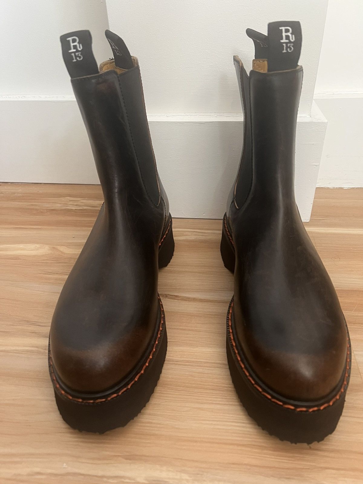 R13 R13 Single Stack Black/Brown Chelsea Boots Size US 8.5 / IT 38.5 - 2 Thumbnail