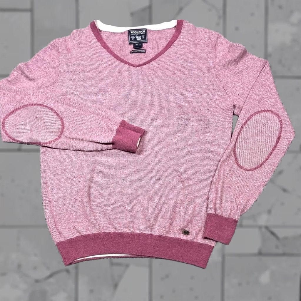 Vintage Woolrich Mens V-Neck Sweater Pink Waffle Knit M Cashmere Cotton Pullover Knit Shirt Size US M / EU 48-50 / 2 - 1 Thumbnail