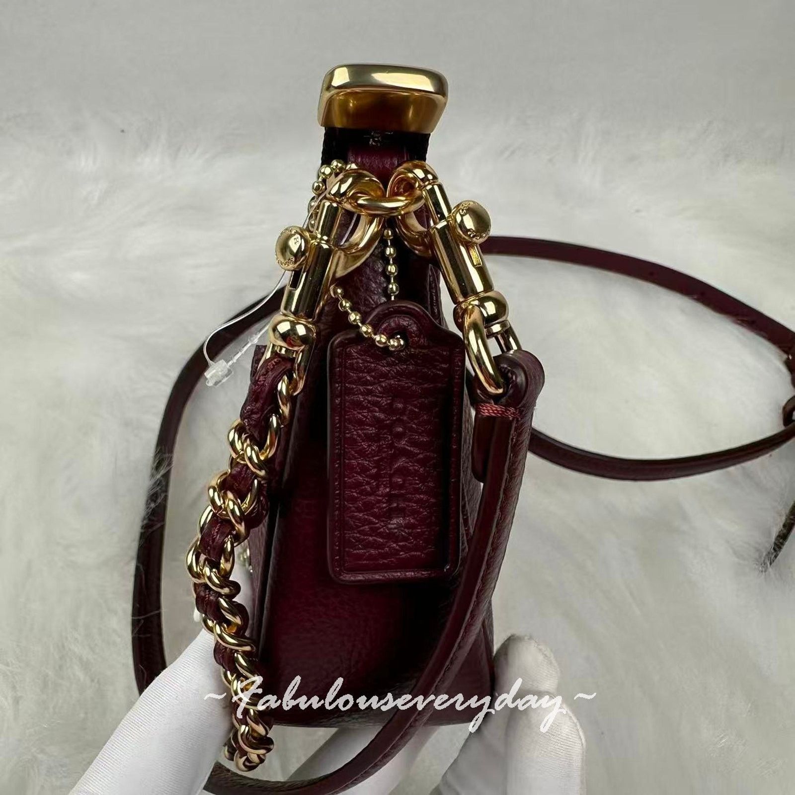 Coach Coach Teri Mini Crossbody Crystals In Leather/Gold/Dark Wine Size ONE SIZE - 3 Thumbnail