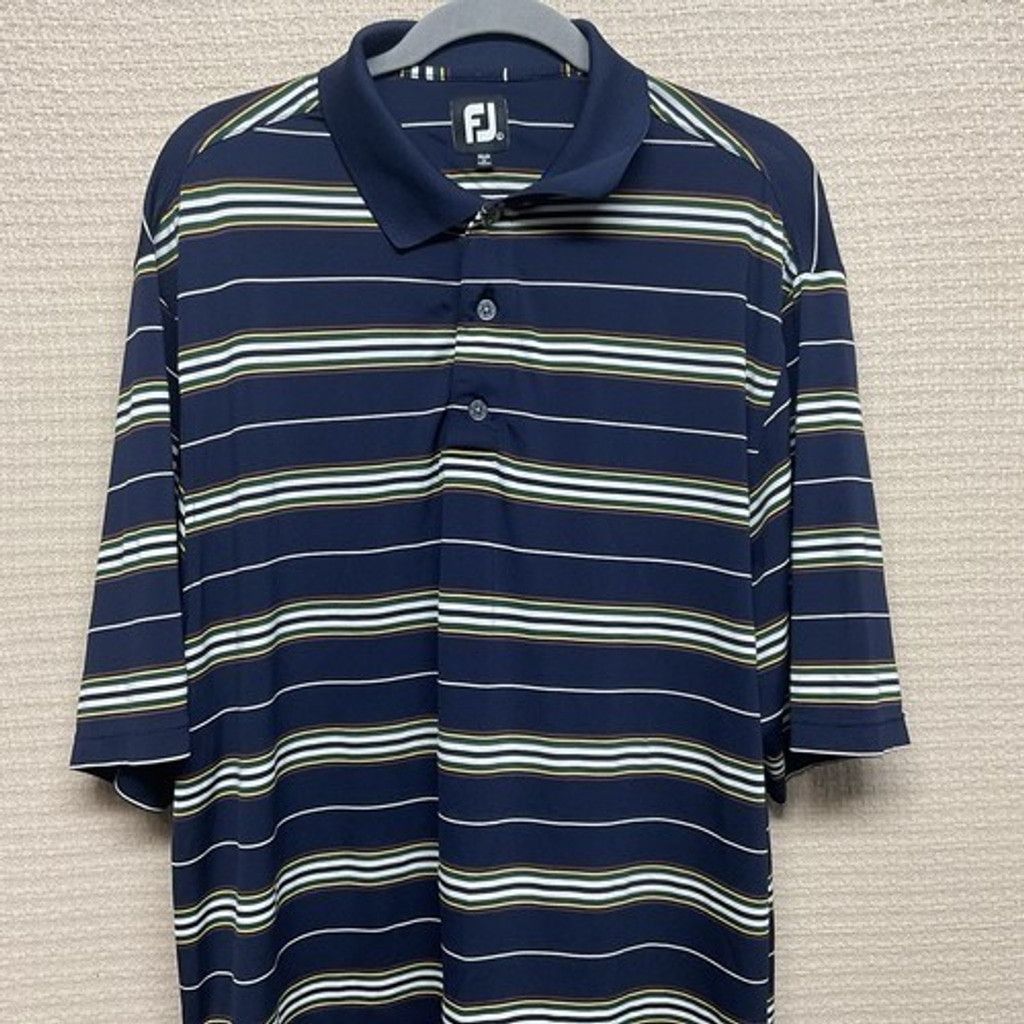 Footjoy FootJoy Navy Striped Short Sleeve Golf Polo Shirt Men Large Size US L / EU 52-54 / 3 - 7 Thumbnail