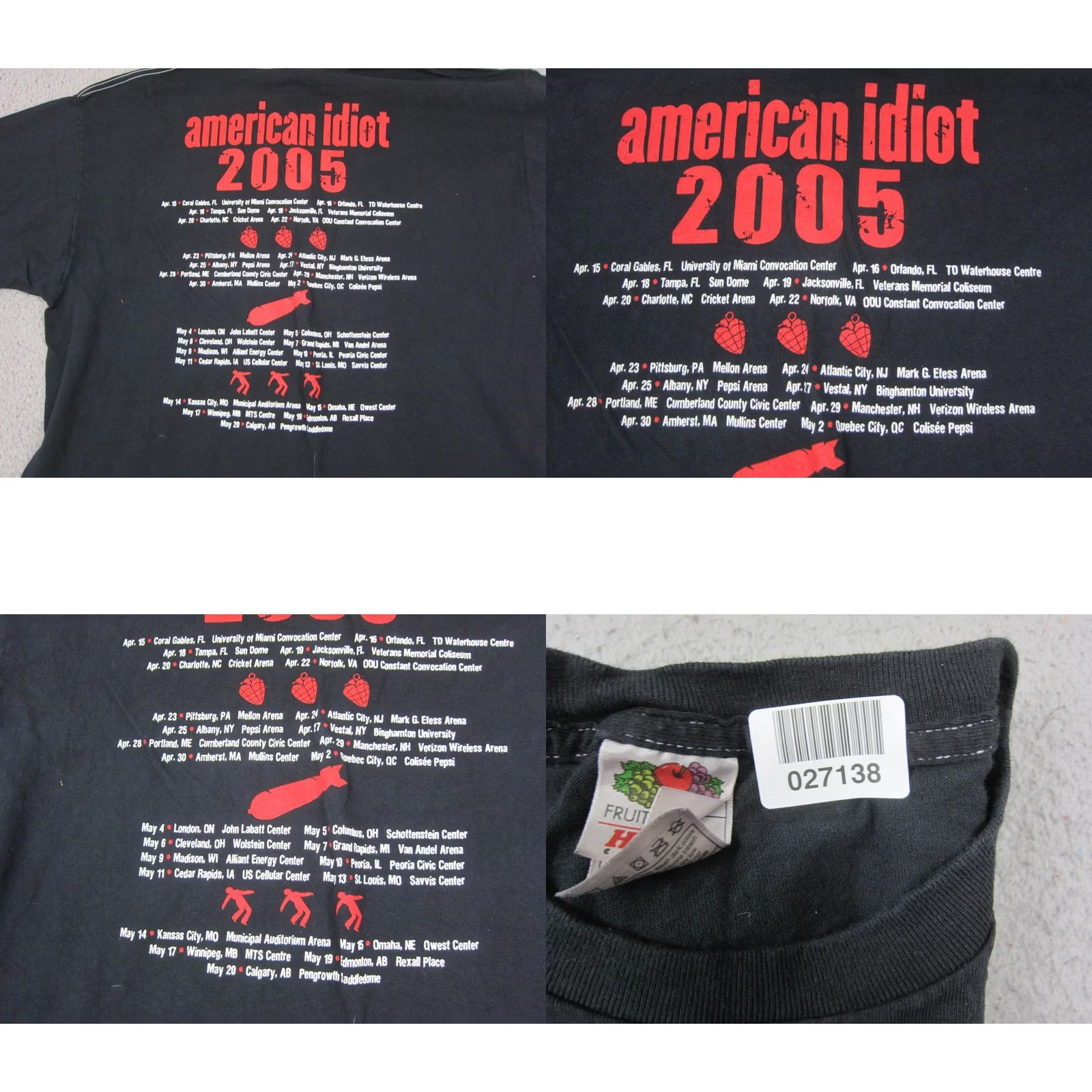 Fruit Of The Loom VINTAGE Nike Shirt Mens XL Black American Idiot 2005 Tour Size US XL / EU 56 / 4 - 9 Thumbnail