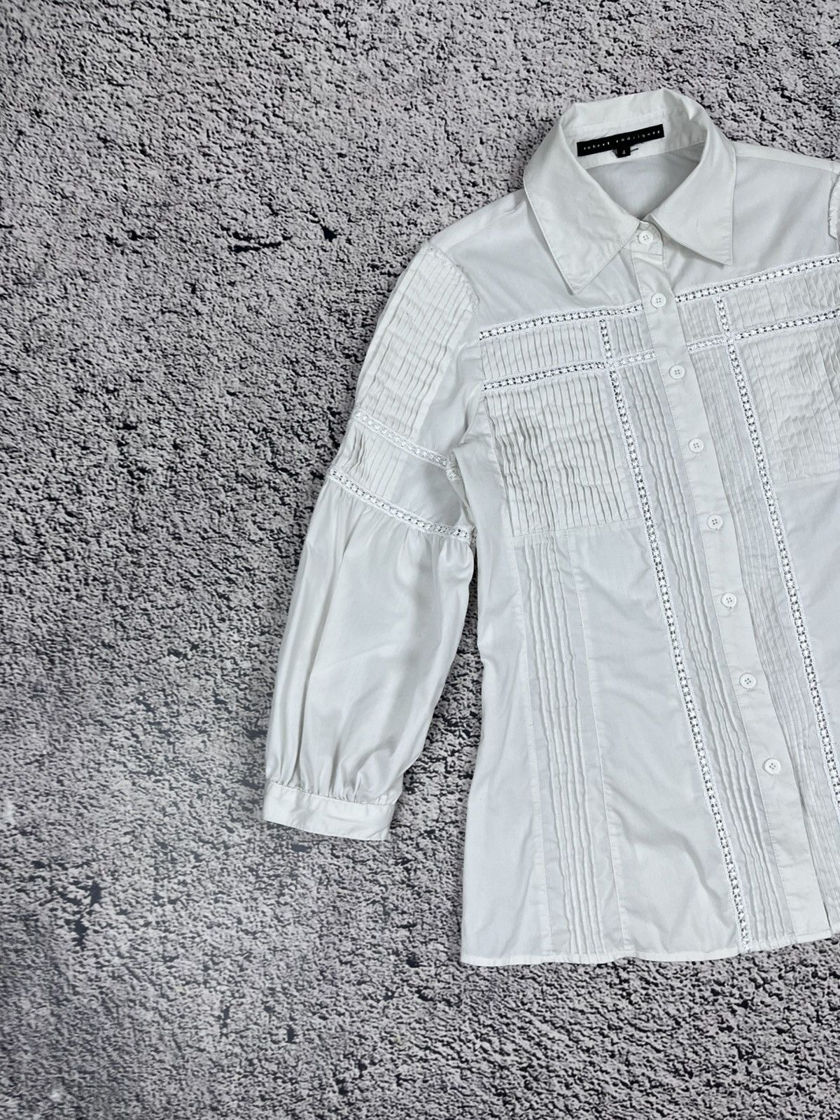 Robert Rodriguez Robert Rodriguez Lace Pintuck Victorian Blouse Prairie Top Size S / US 4 / IT 40 - 2 Thumbnail