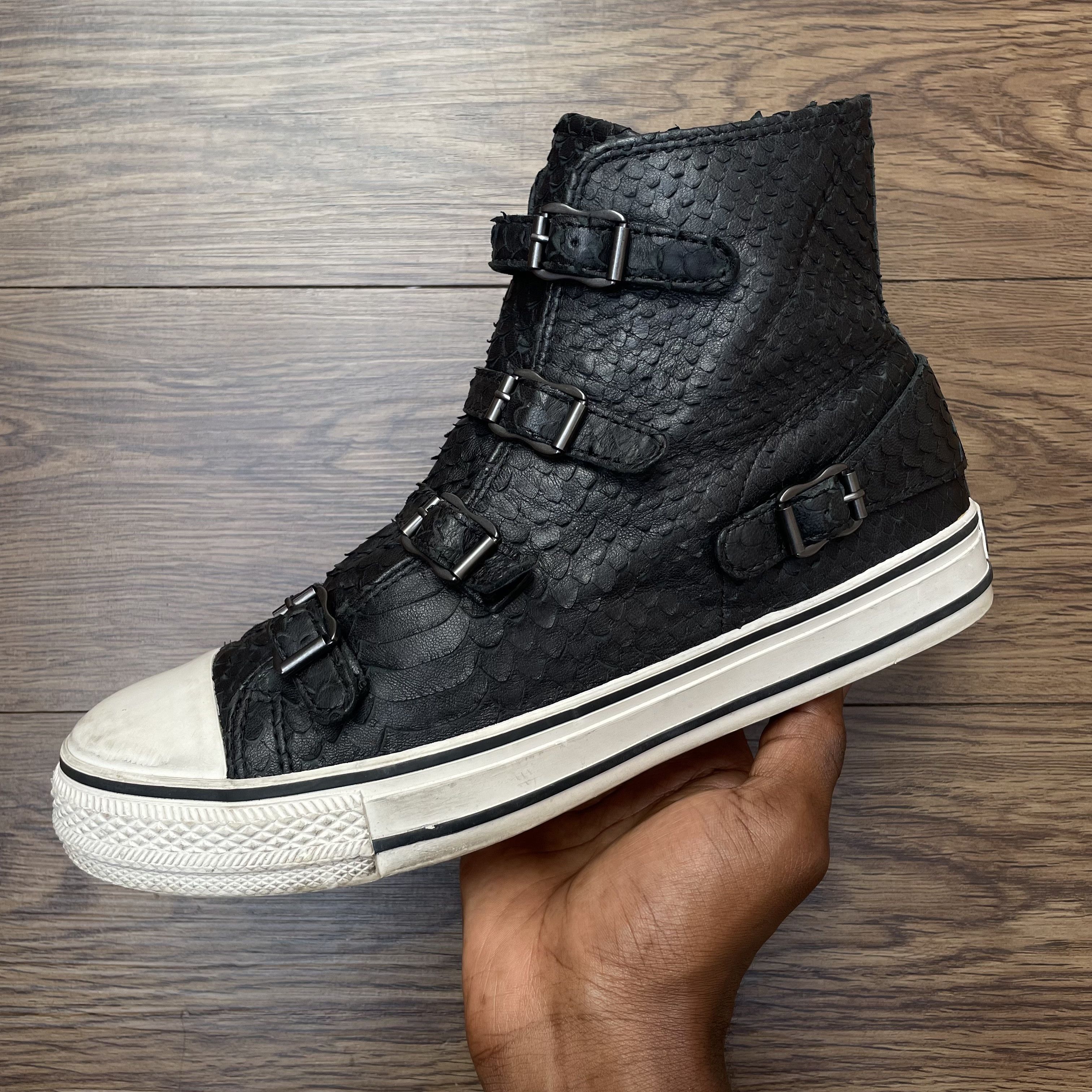 ASH ASH Virgin Buckle High Top Sneakers Black Embossed Leather Size US 11 / IT 41 - 5 Thumbnail