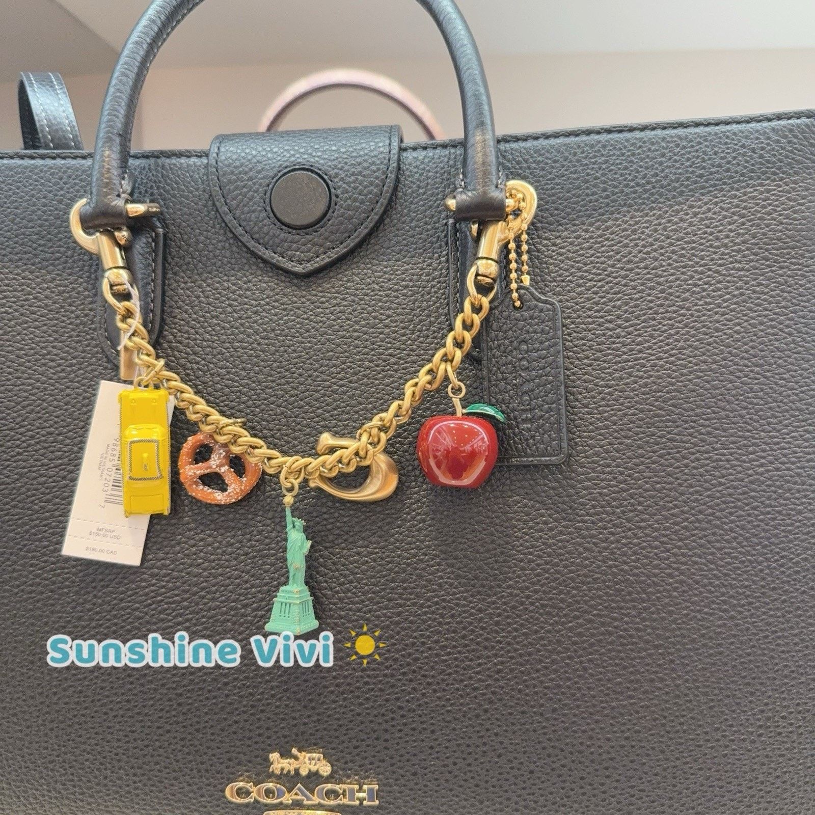 Coach NWT Coach New York Motif Chain Bag Charm Brass/Multi CCX50 Size ONE SIZE - 1 Thumbnail