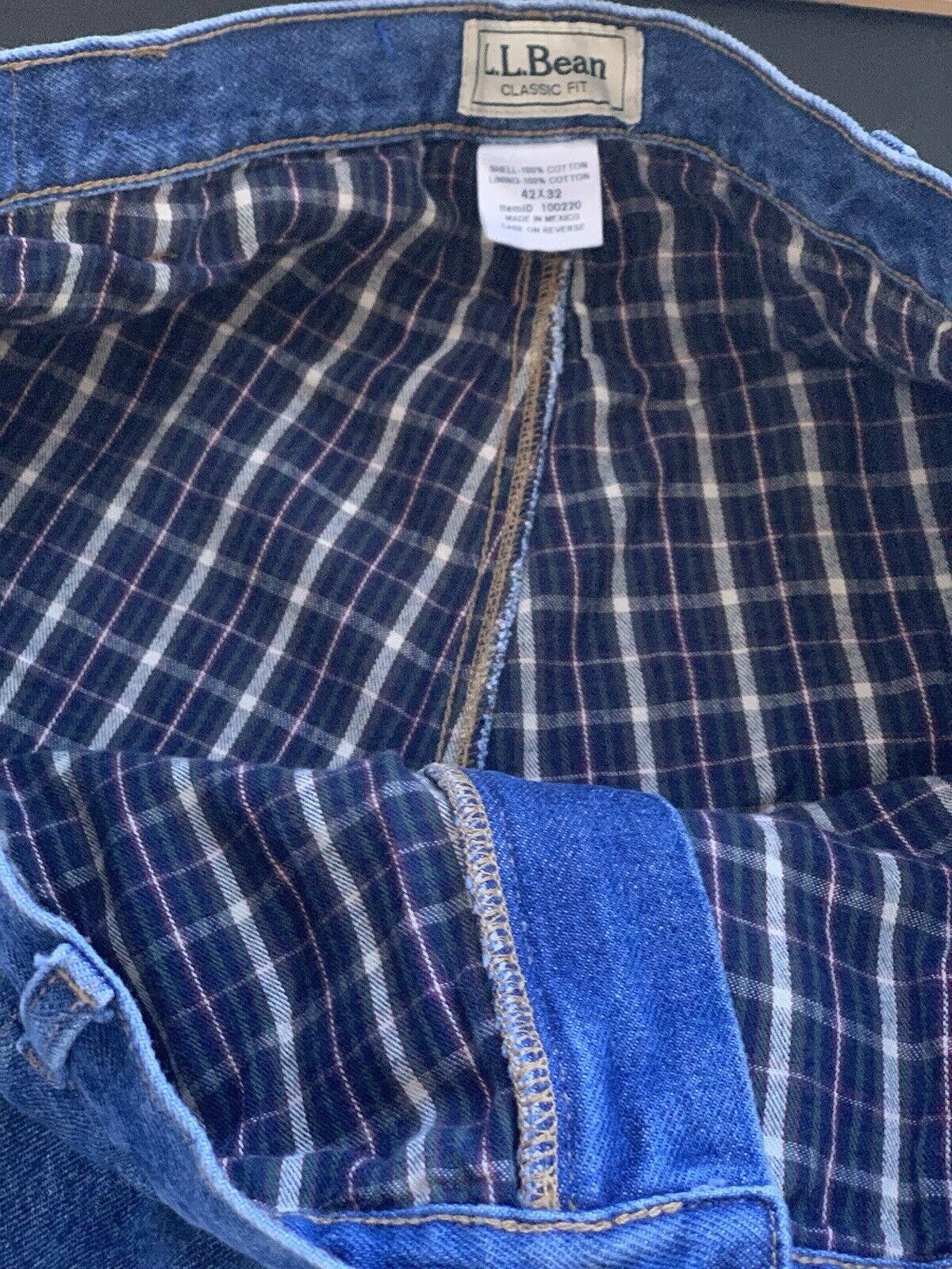 L.L. Bean LL Bean Men's Flannel-Lined Denim Blue Jeans Classic Fit Size US 42 / EU 58 - 3 Thumbnail