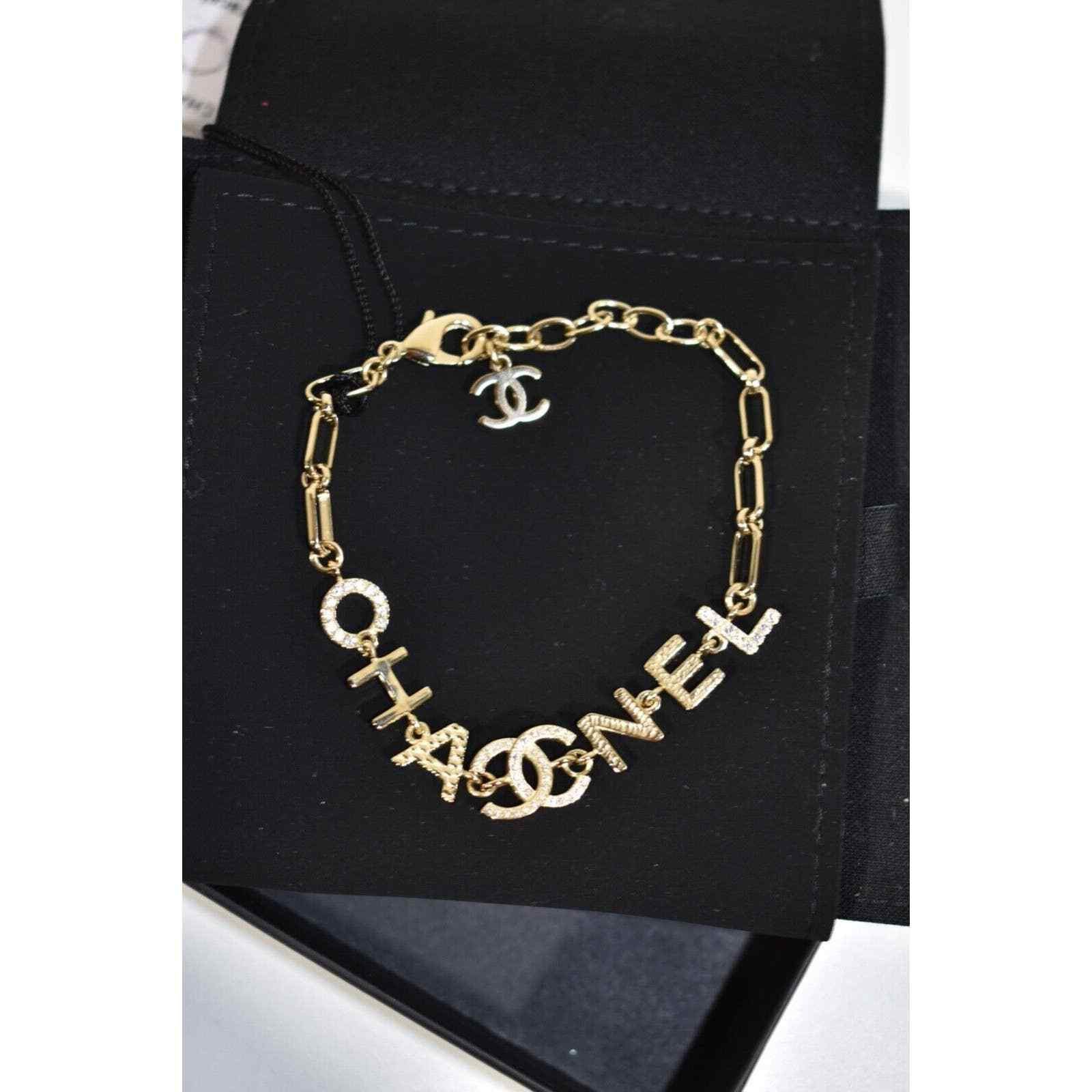 Chanel Chanel 22P Gold Chain Link Crystal Runway Arm Bracelet Size ONE SIZE - 5 Thumbnail