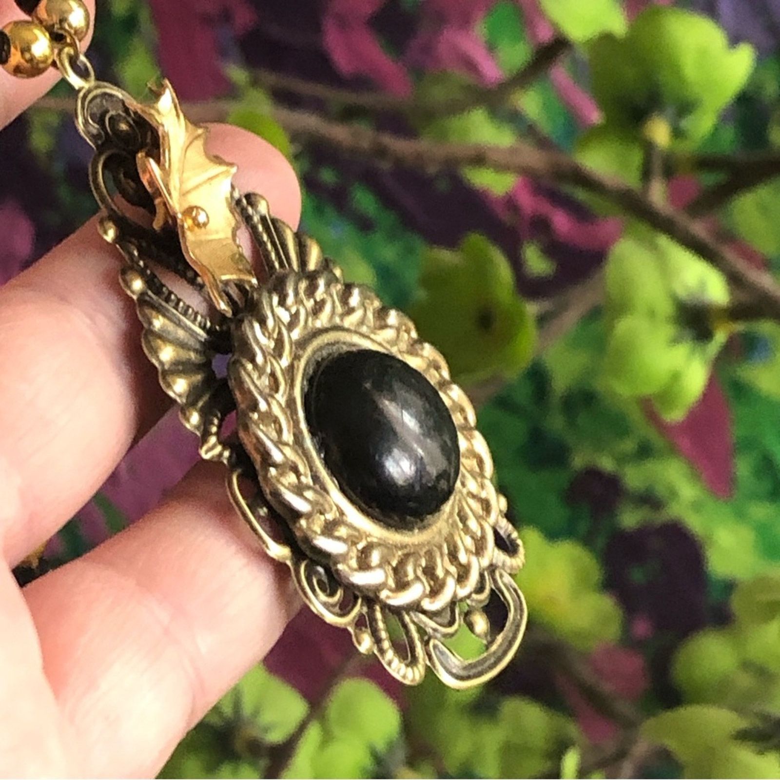Handmade Handcrafted repurpose leaf medallion filigree Pearl necklace Size ONE SIZE - 9 Thumbnail