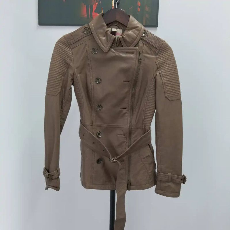 Burberry Burberry Brown Leather Jacket for Women Size S / US 4 / IT 40 - 1 Thumbnail