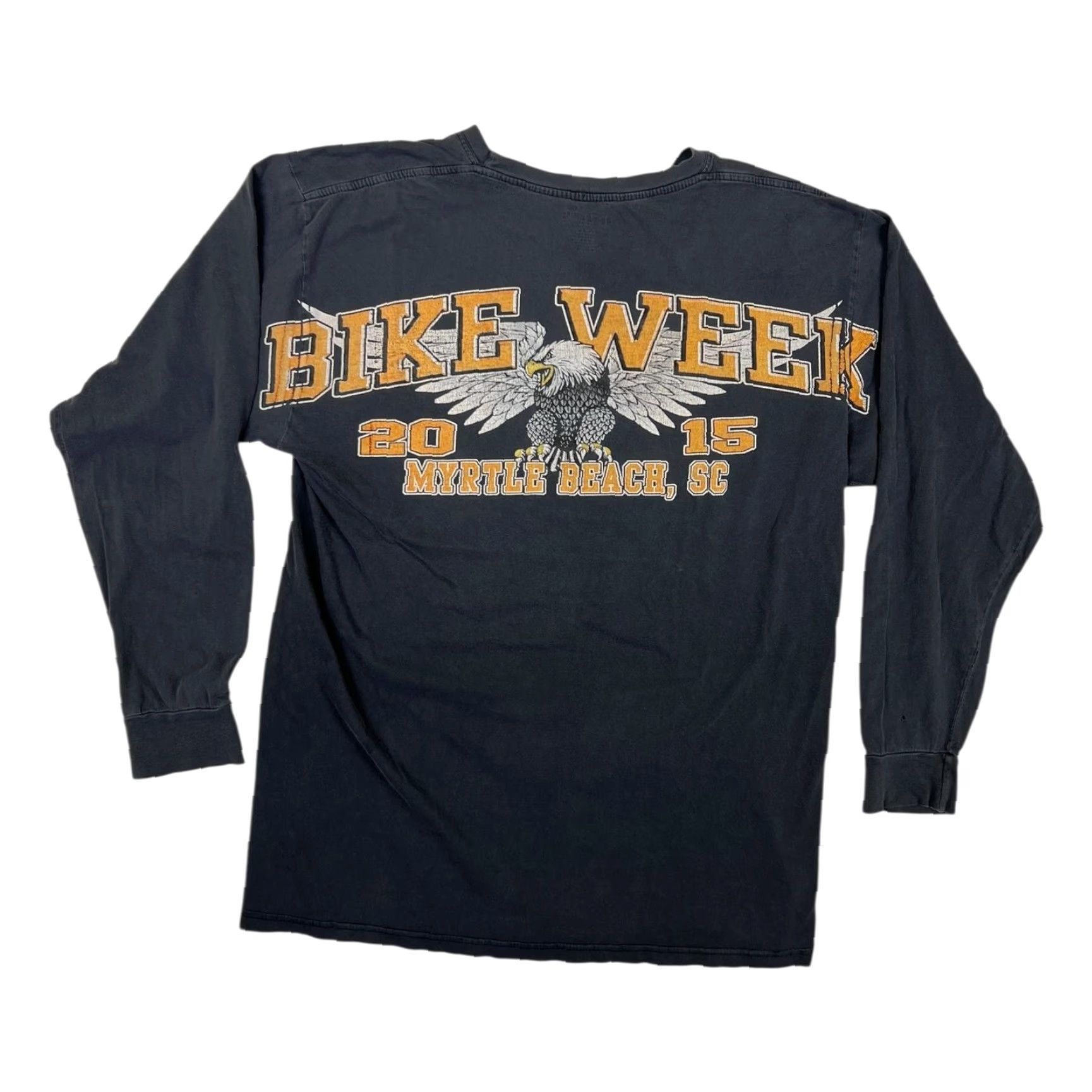 Vintage Bike Week Myrtle Beach Shirt Mens XL Gray Eagle Long Sleeve Biker 2015 Retro Size US XL / EU 56 / 4 - 2 Thumbnail