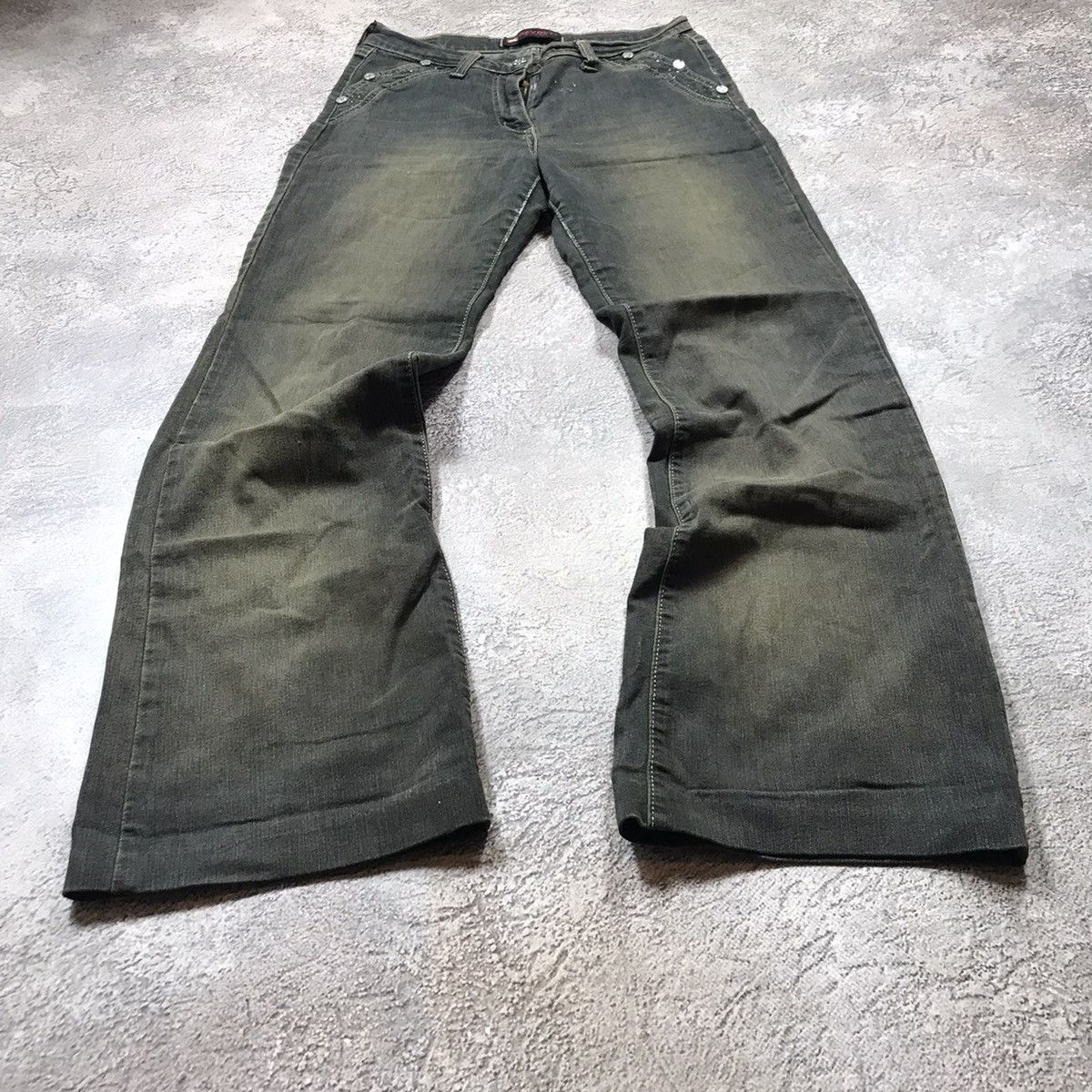 Vintage Vintage 90s Distressed Flared Jeans Low Rise Grunge Y2K 31 Size 31" - 1 Thumbnail