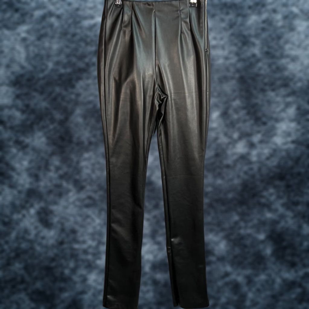 Zara Zara Black Faux Leather High-Waisted Slim Leg Pants Womens Small Size 28" / US 6 / IT 42 - 1 Thumbnail