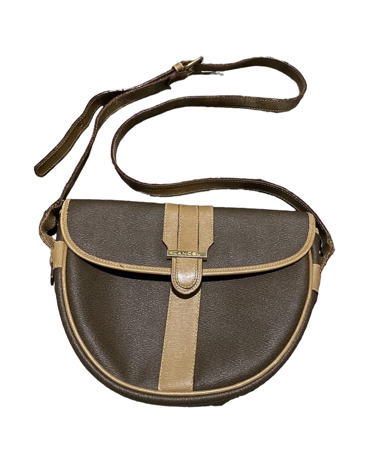 Vtg Lancel Leather Crossbody Saddle Small Bag