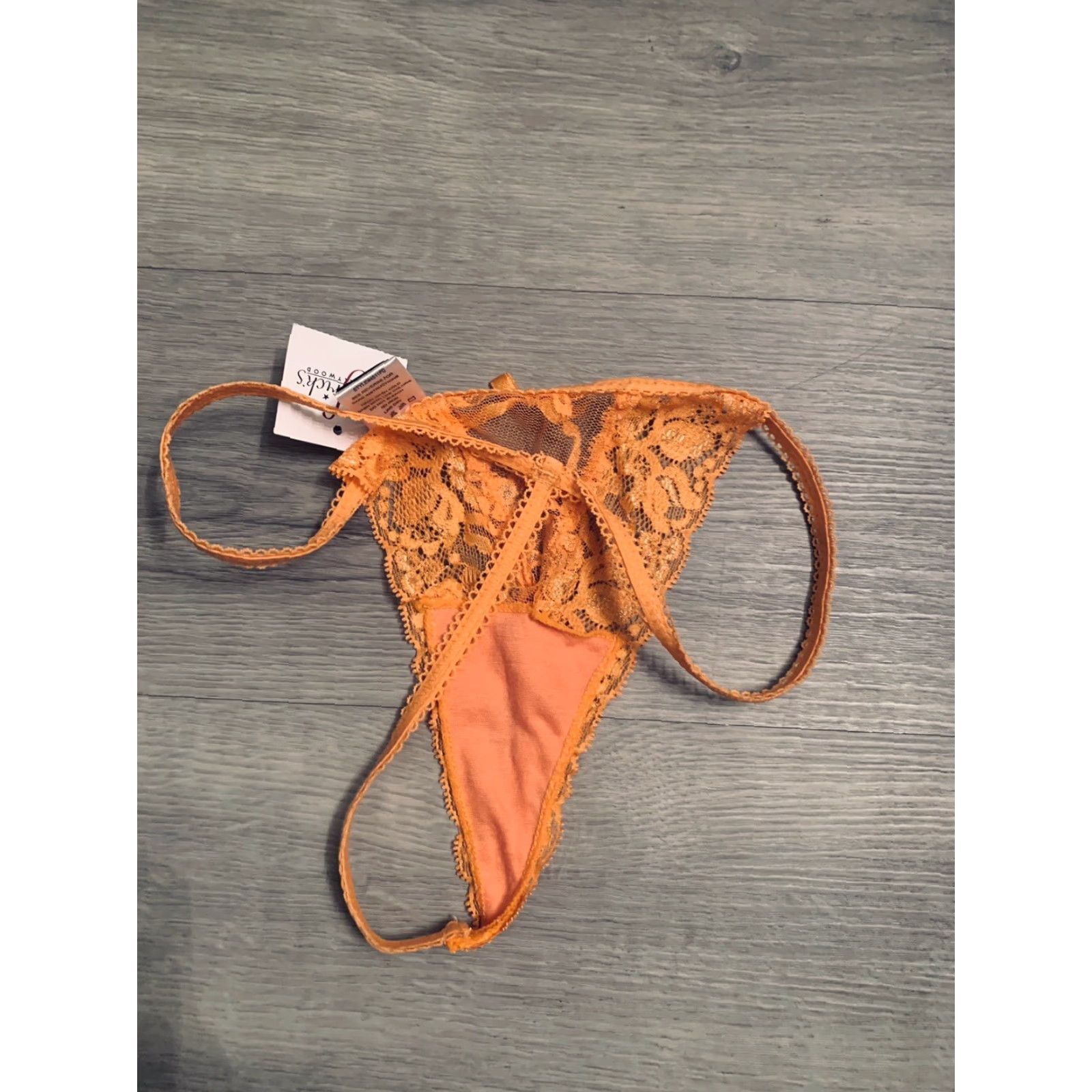Vintage Fredricks Of Hollywood Thong Size Medium Orange Floral Lace Size ONE SIZE - 2 Thumbnail