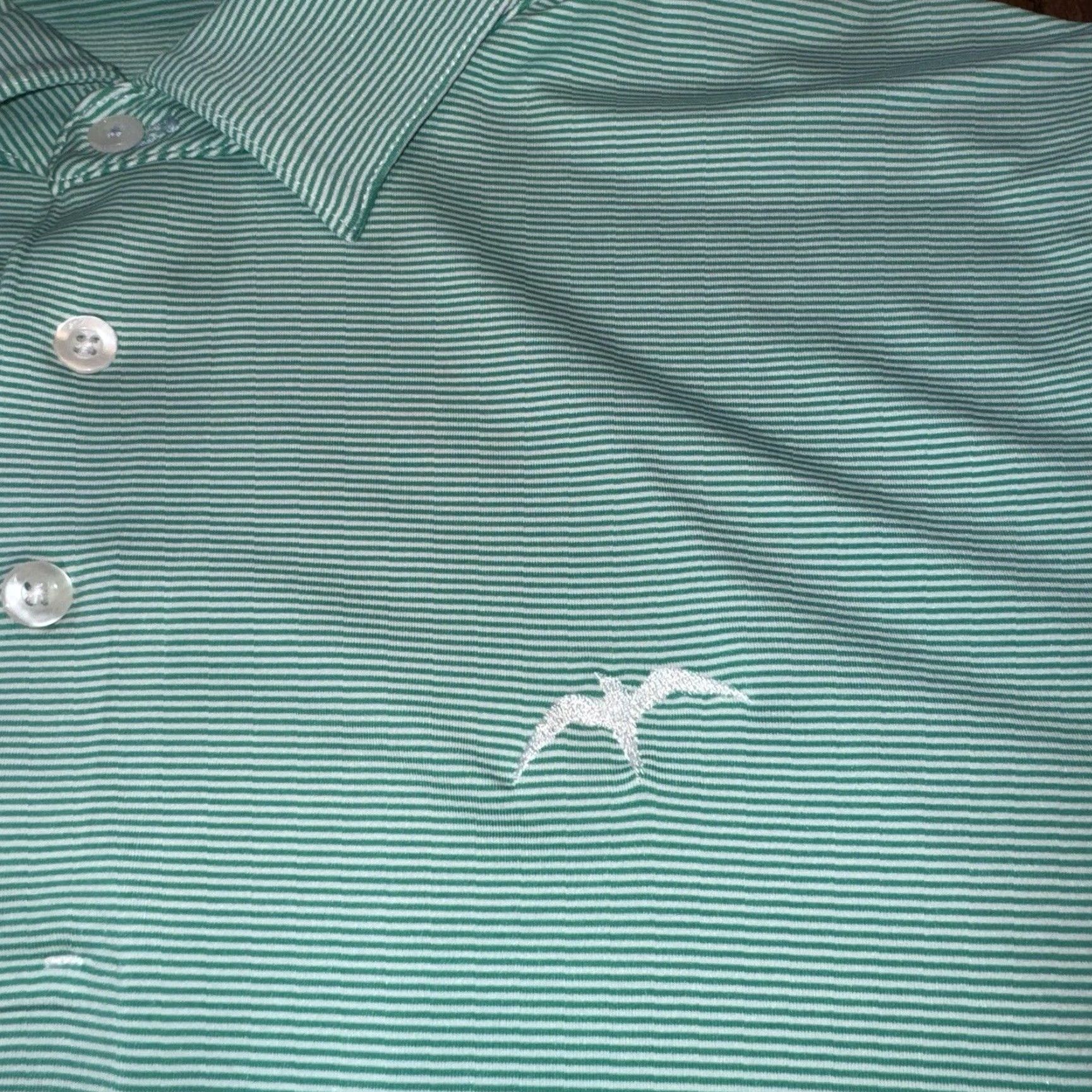 KJUS KJUS Polo Shirt Men Large Size 52 Bird Golf Logo Green White Striped Short Sleeve Collared 100% Polyester Breathable Lightweight Regula... Size US L / EU 52-54 / 3 - 2 Thumbnail