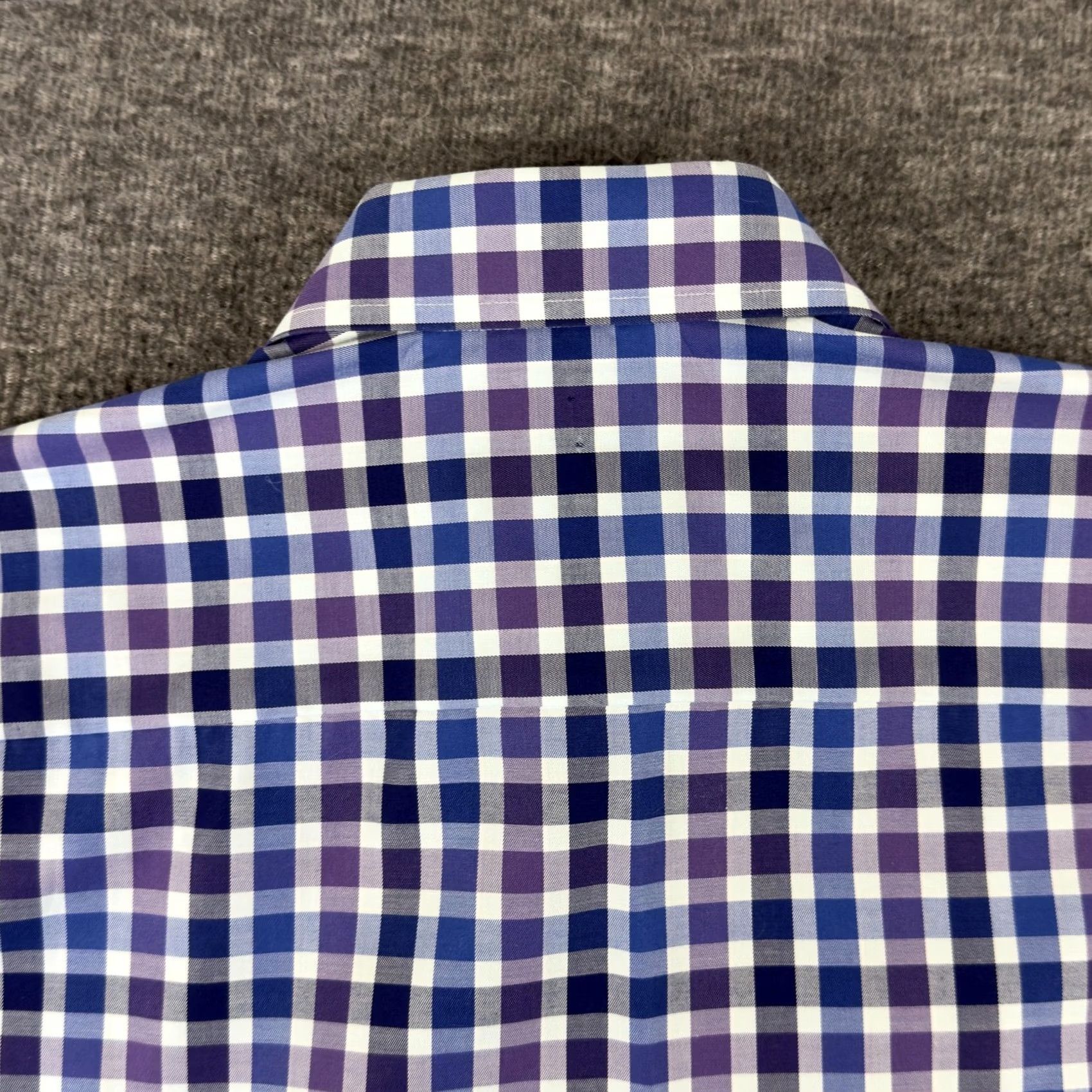 Eton Eton Dress Shirt Mens 39 15.5 Blue Gingham Slim Fit Long Sleeve Cotton Size 40R - 7 Thumbnail