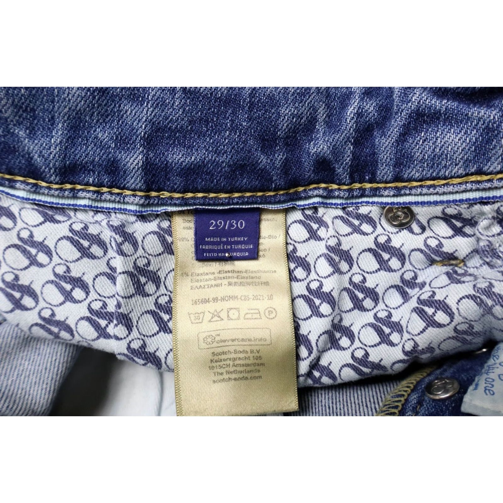 Scotch & Soda SCOTCH & SODA Jeans Men's Slim Blue Whiskers Faded Button Fly W29/L30 Size US 29 - 5 Thumbnail