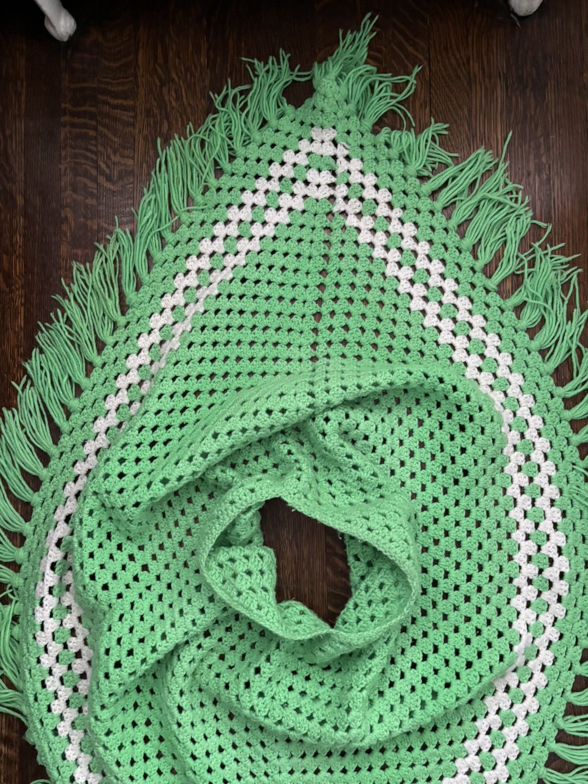 Vintage Vintage Crochet Knit Cape Shawl 1980s Handmade Sweater Green Size US M / EU 48-50 / 2 - 8 Thumbnail
