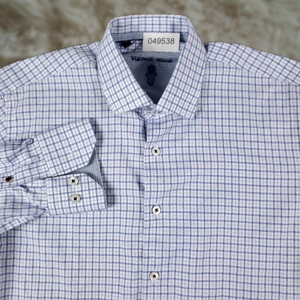 Luchiano Visconti Luchiano Visconti Shirt Mens M Blue Plaid Button-Up Long Sleeve Cotton Casual Size US M / EU 48-50 / 2 - 1 Thumbnail