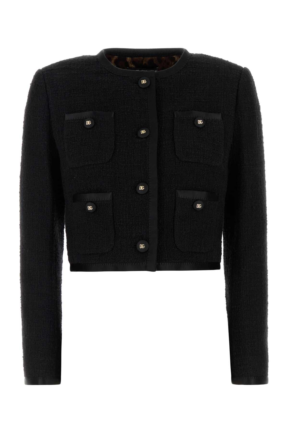 Dolce & Gabbana Black Boucle Blazer Size S / US 4 / IT 40 - 1 Thumbnail