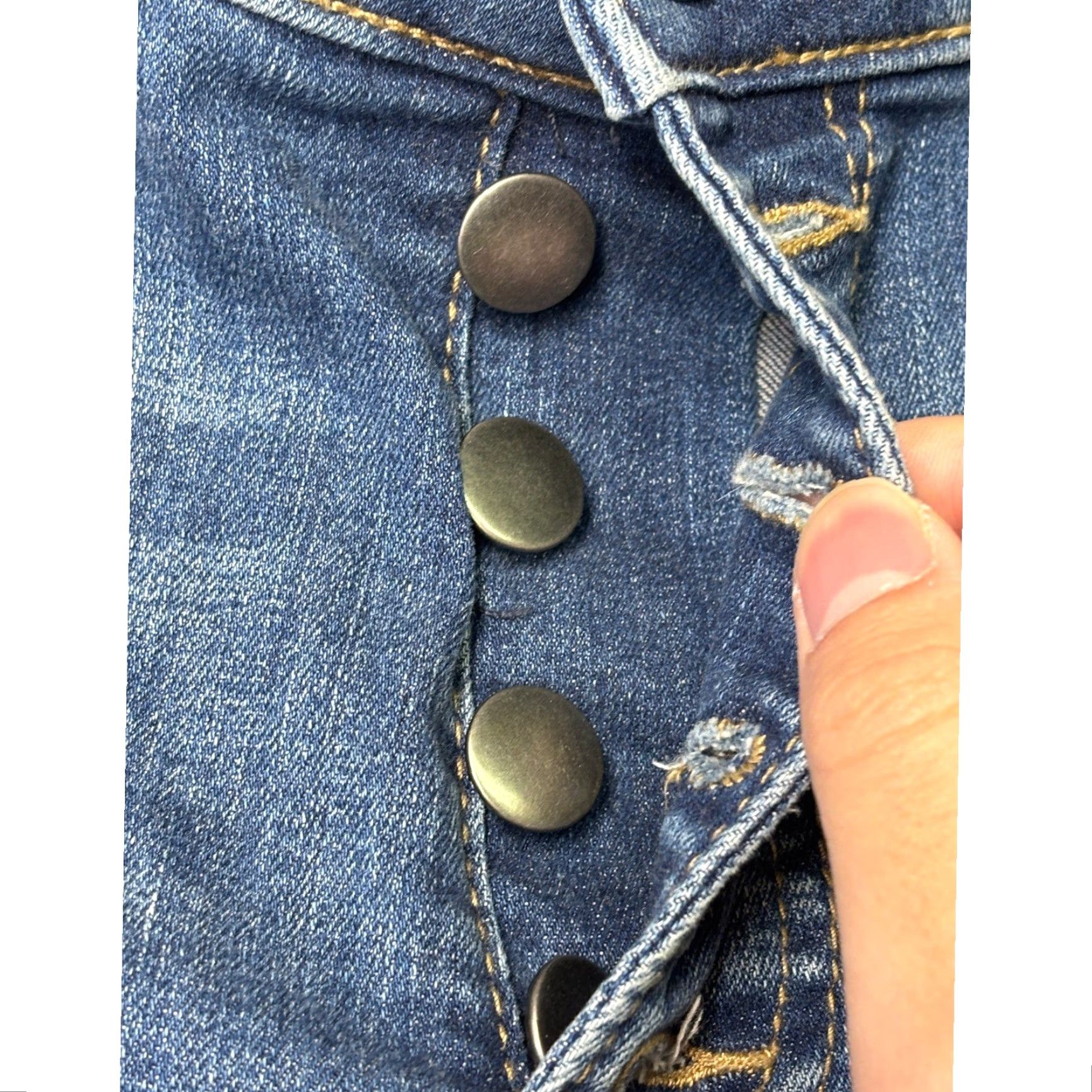 Vintage KUT from the Kloth Womens Size 4 High Rise Skinny Jeans Button Fly Distressed Denim Blue Slim 5-Pocket Womens Size 27" / US 4 / IT 40 - 3 Thumbnail