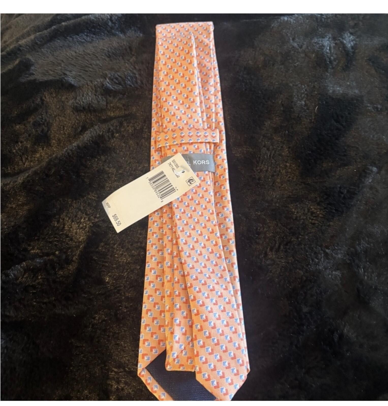 Michael Kors (Michael Kors) Orange and White Textured Tie Size ONE SIZE - 4 Thumbnail