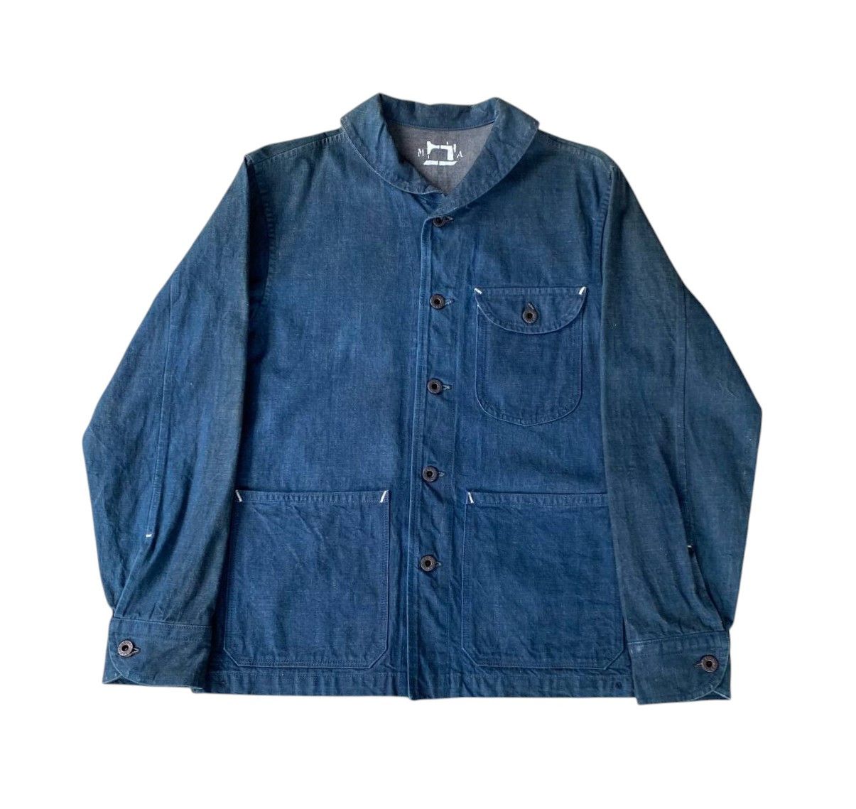 Vintage Vintage 40s-60s Shawl Collar French Blue Chore Denim Jacket Size US L / EU 52-54 / 3 - 11 Thumbnail