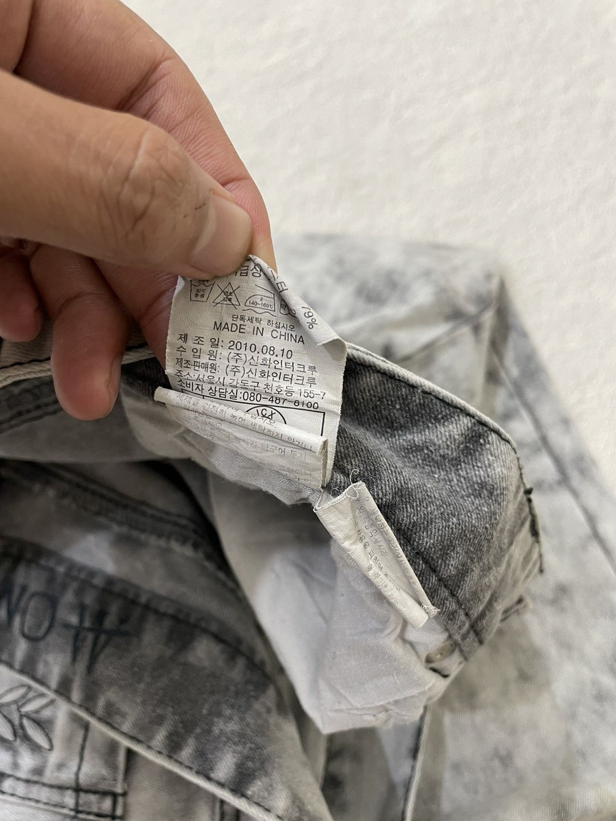 Japanese Brand 2000s Momphalos Grey Acid Wash Denim Pants Embroidered Y2K Size US 33 - 6 Thumbnail