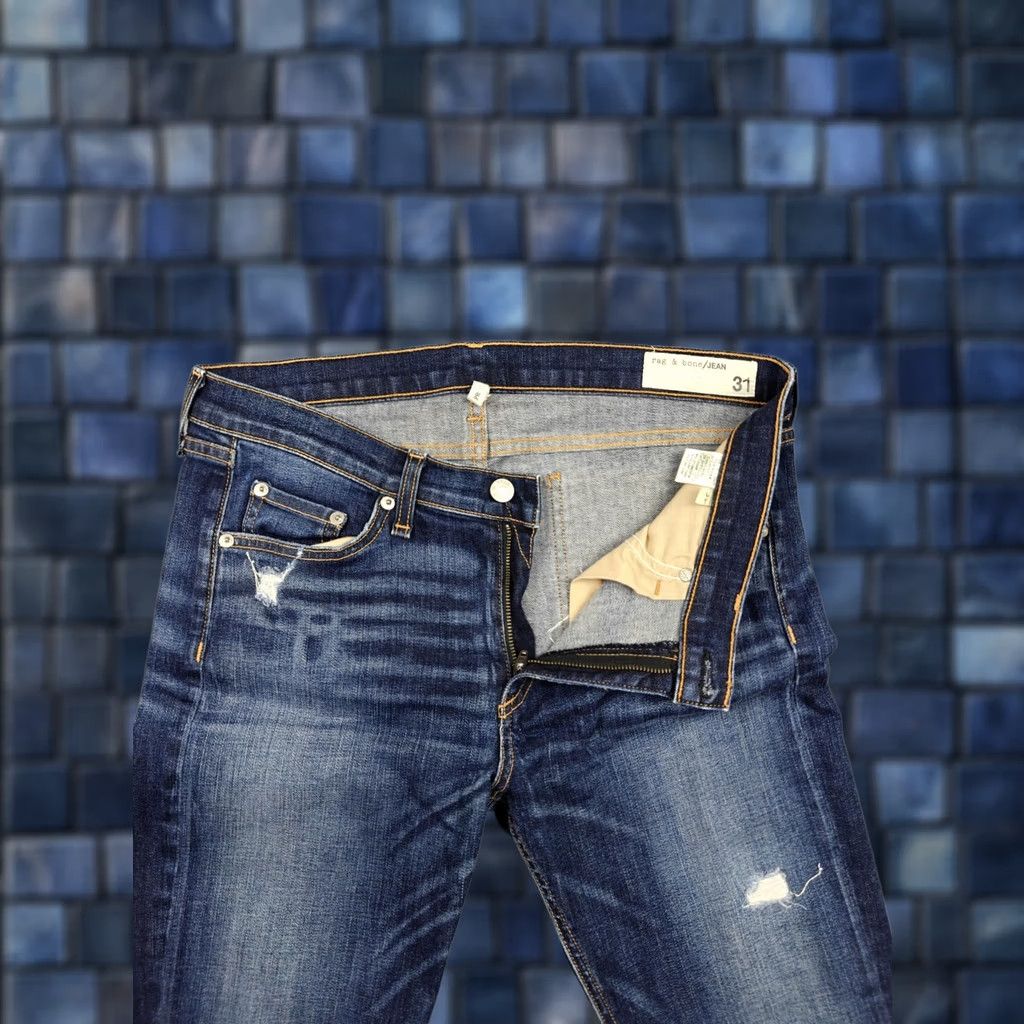 Rag & Bone Rag & Bone/JEAN Capri Jeans Womens 31 Blue Dark Wash Distressed Stretch Made USA Size 24" / US 00 / IT 34 - 1 Thumbnail