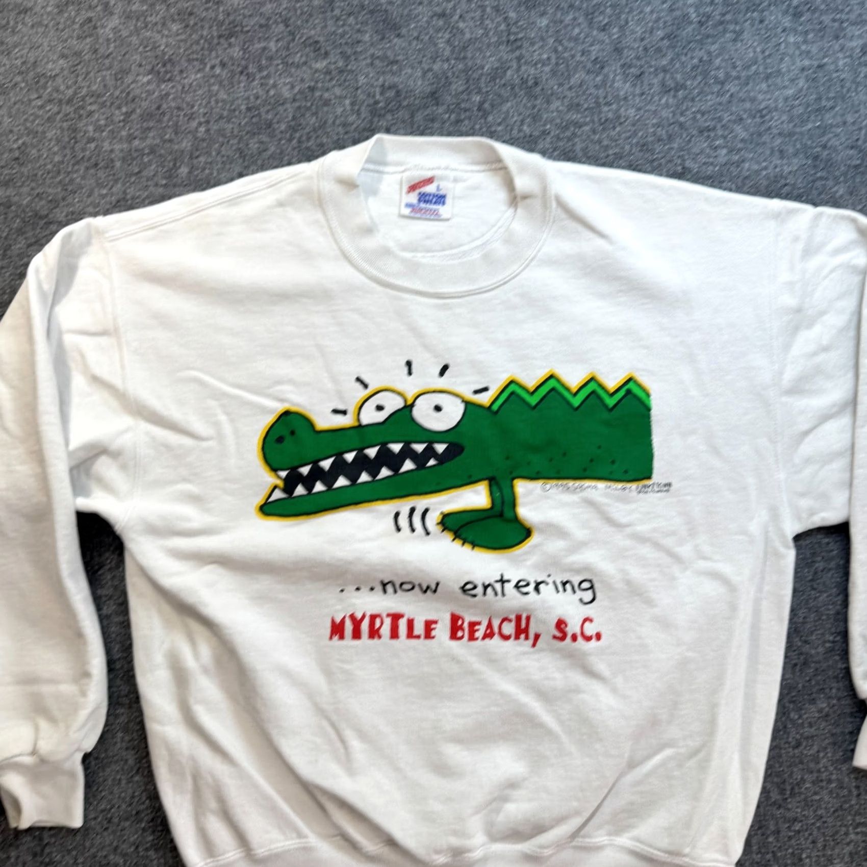 Jerzees VINTAGE JERZEES Sweatshirt Large White 80s 90s Wrap around Size US XL / EU 56 / 4 - 4 Thumbnail
