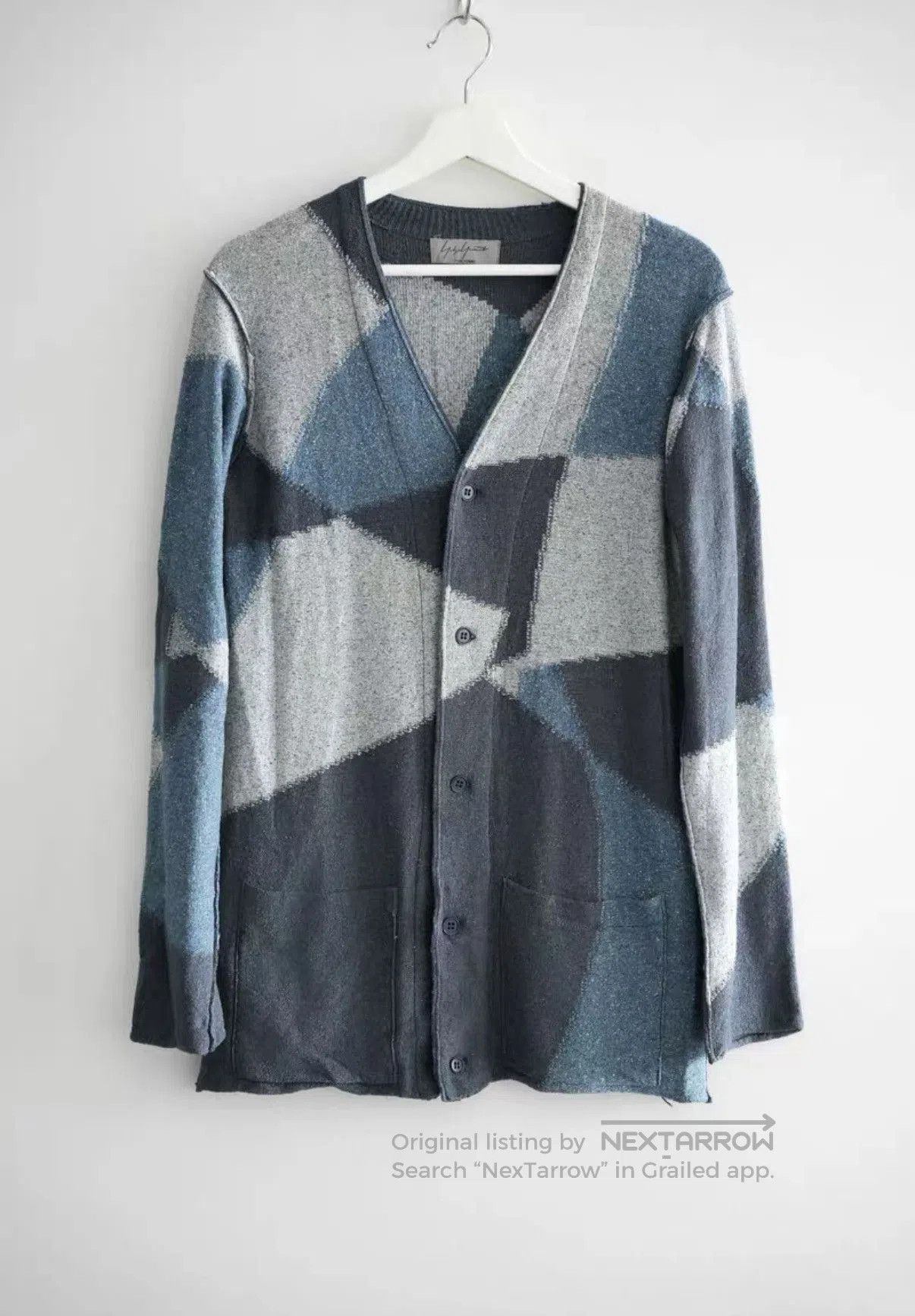 Yohji Yamamoto Blue Geometric Pattern V. Size US L / EU 52-54 / 3 - 1 Thumbnail
