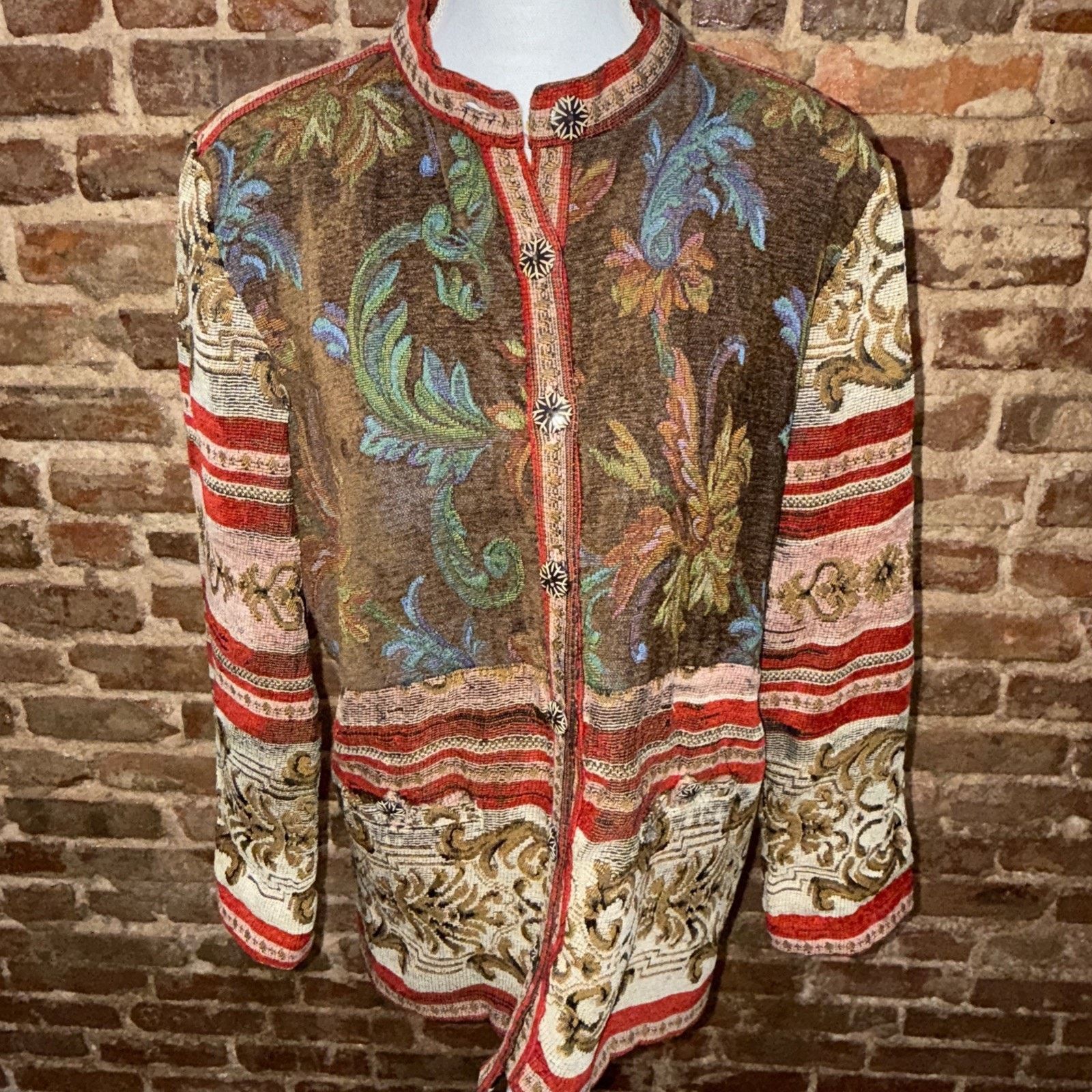 Other Women's Jacket Sz 10? Tapestry Multi Boho Hippie Festival Size XL / US 12-14 / IT 48-50 - 3 Thumbnail