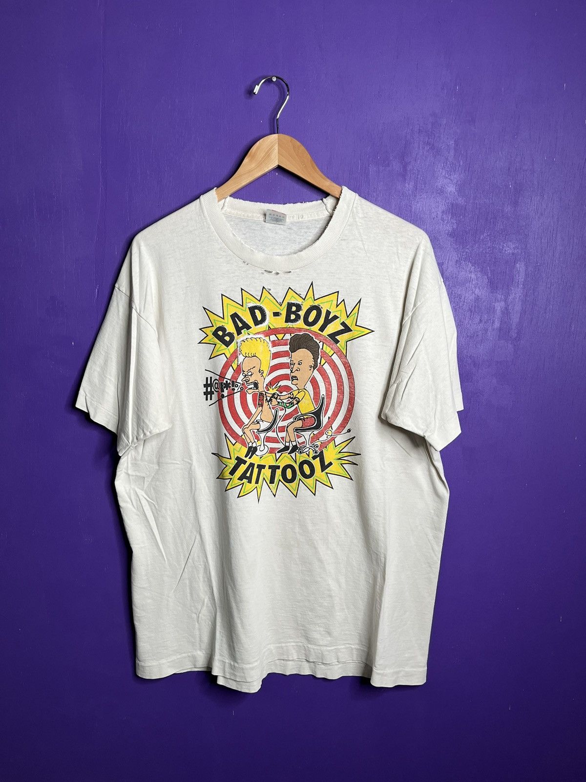 Vintage Vintage 90s Beavis and Butthead Bad-Boyz tattooz t-shirt Size US XL / EU 56 / 4 - 1 Thumbnail