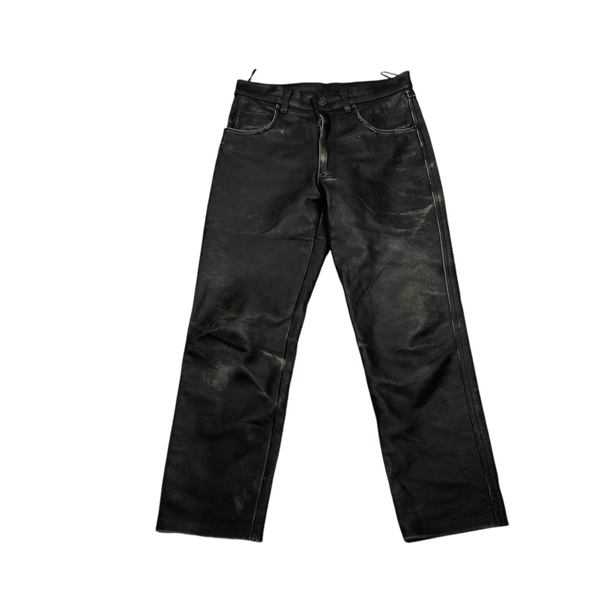 Genuine Leather 🔥VINTAGE BIKER GENUINE LEATHER PANTS FMC ISSEY MIYAKE Size US 33 - 1 Thumbnail