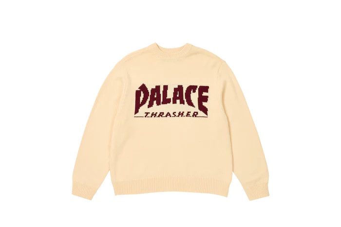 image of Palace Thrasher Knit Off White, Men's (Size Small)