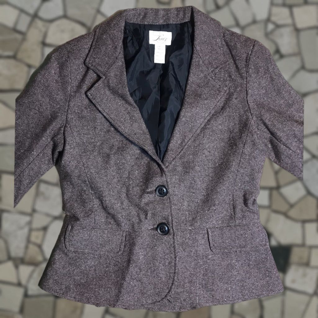 Levi's Levis Blazer Womens Small Tag Brown Wool Blend Tweed Padded Elbows Flecks Jacket Size S / US 4 / IT 40 - 1 Thumbnail