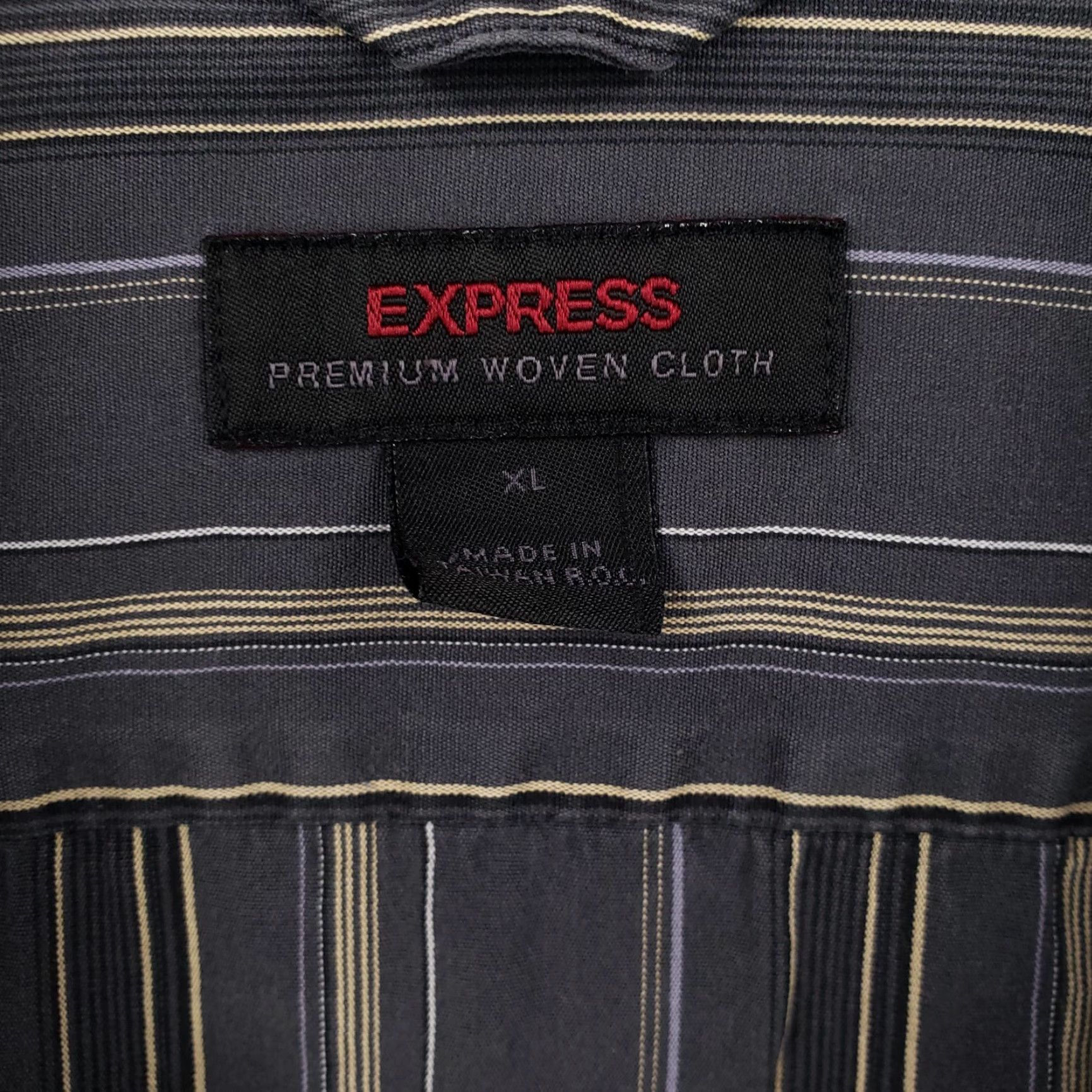 Express Express Shirt Mens XL Black Premium Woven Button-Up Striped Long Sleeves Cotton Size US XL / EU 56 / 4 - 3 Thumbnail