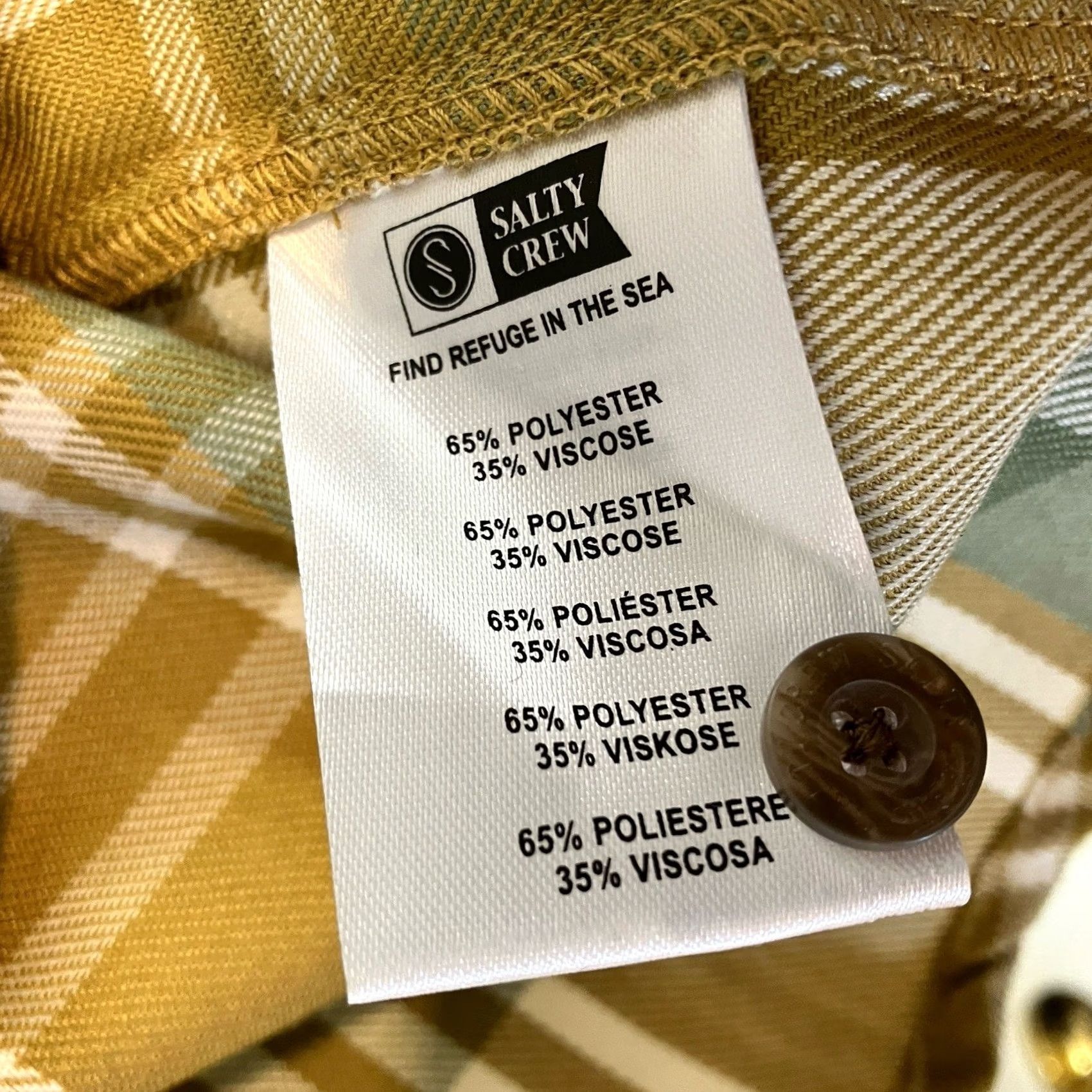 Vintage Salty Crew Flannel Shirt XS Brown Gold Plaid Western Long Haul Womens Size XS / US 0-2 / IT 36-38 - 7 Thumbnail