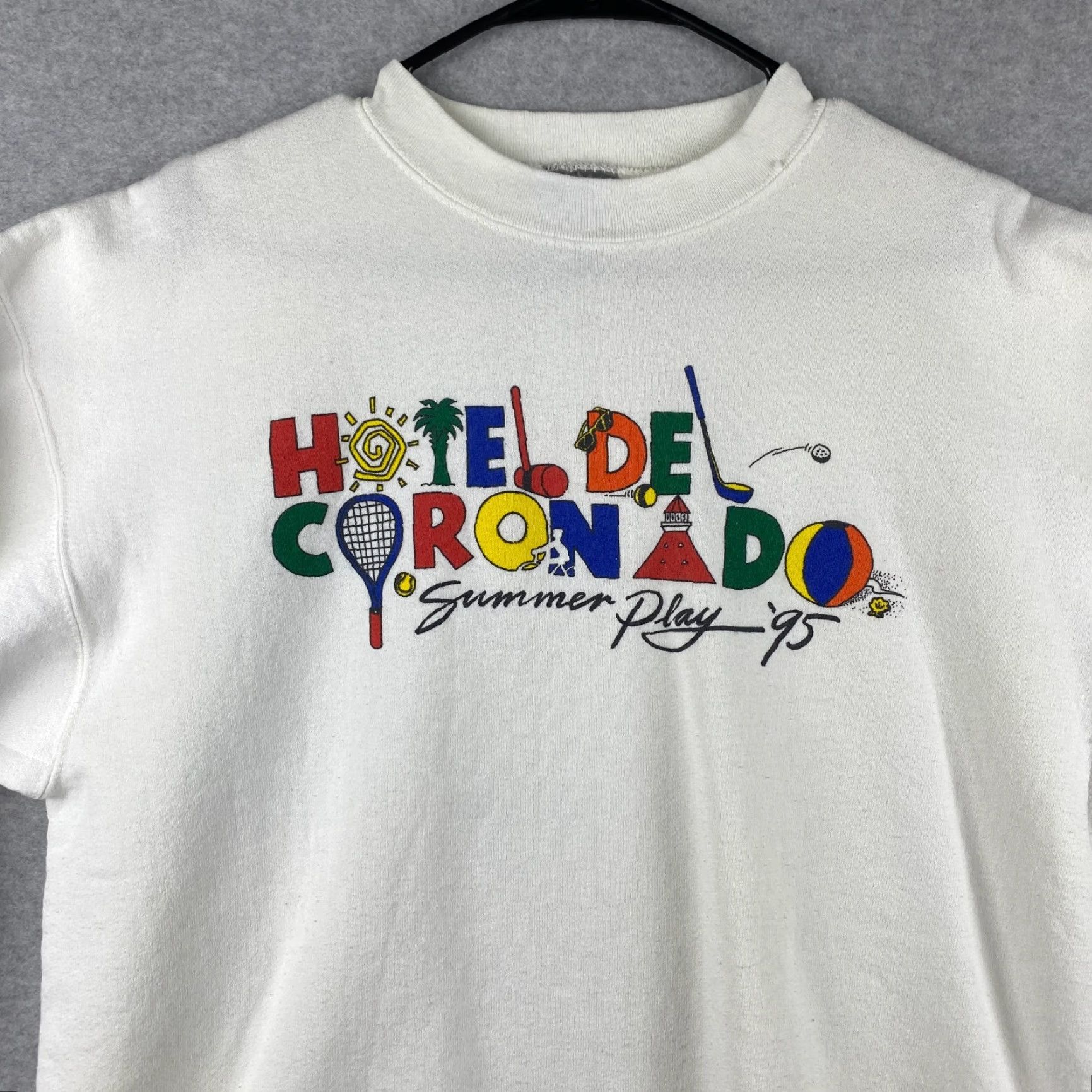 Vintage VINTAGE Oneita Hotel De Coronado Sweater Mens L White 1995 USA Made Size US L / EU 52-54 / 3 - 2 Thumbnail