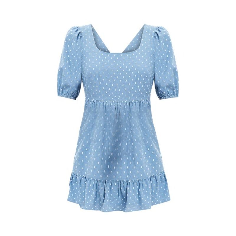 Loft Loft Poolside Blue Swiss Dot Tie Back Flounce Swing Dress Size XS / US 0-2 / IT 36-38 - 1 Thumbnail